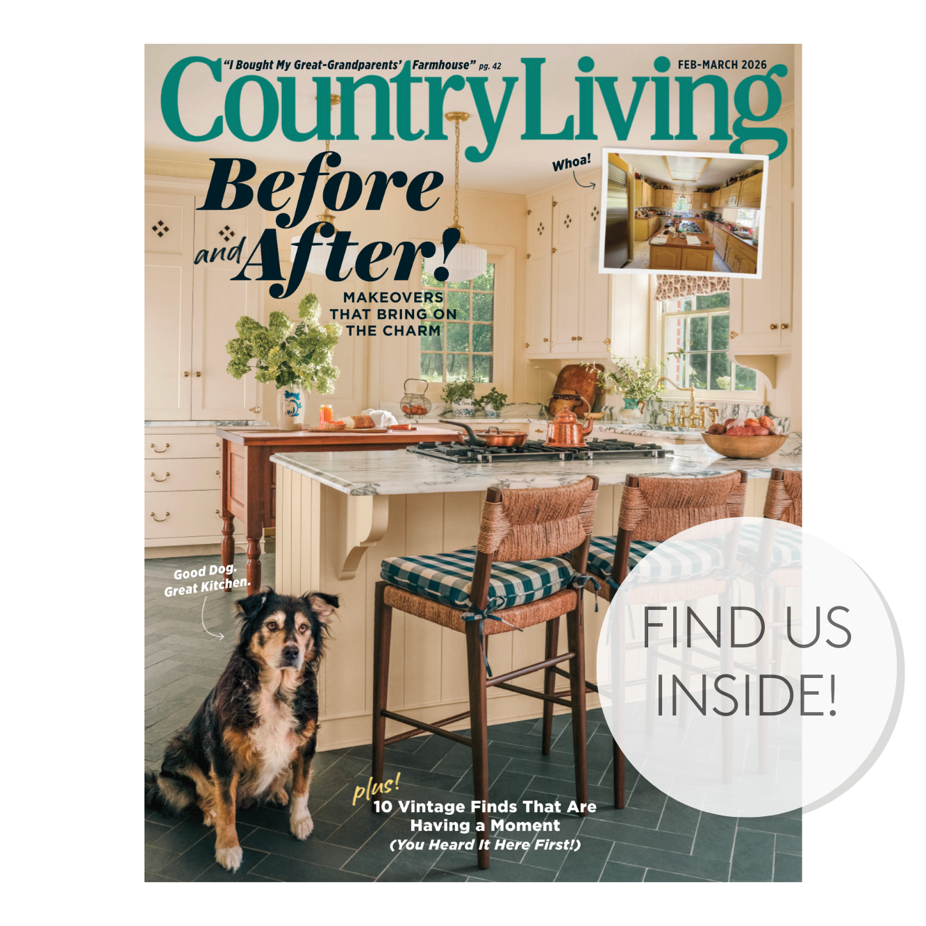 Country Living Magazine Feb/Mar 2026 cover - with story featuring Tonic Living fabric