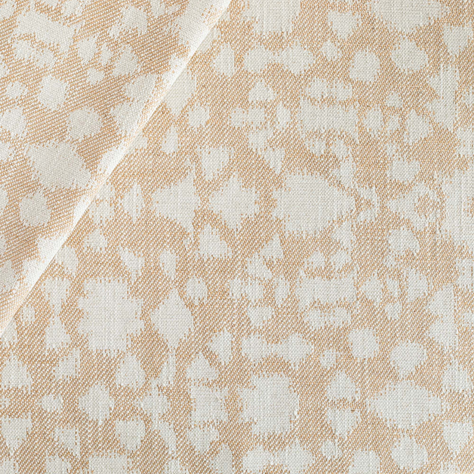 a warm gold and oatmeal abstract botanical motif pattern upholstery fabric