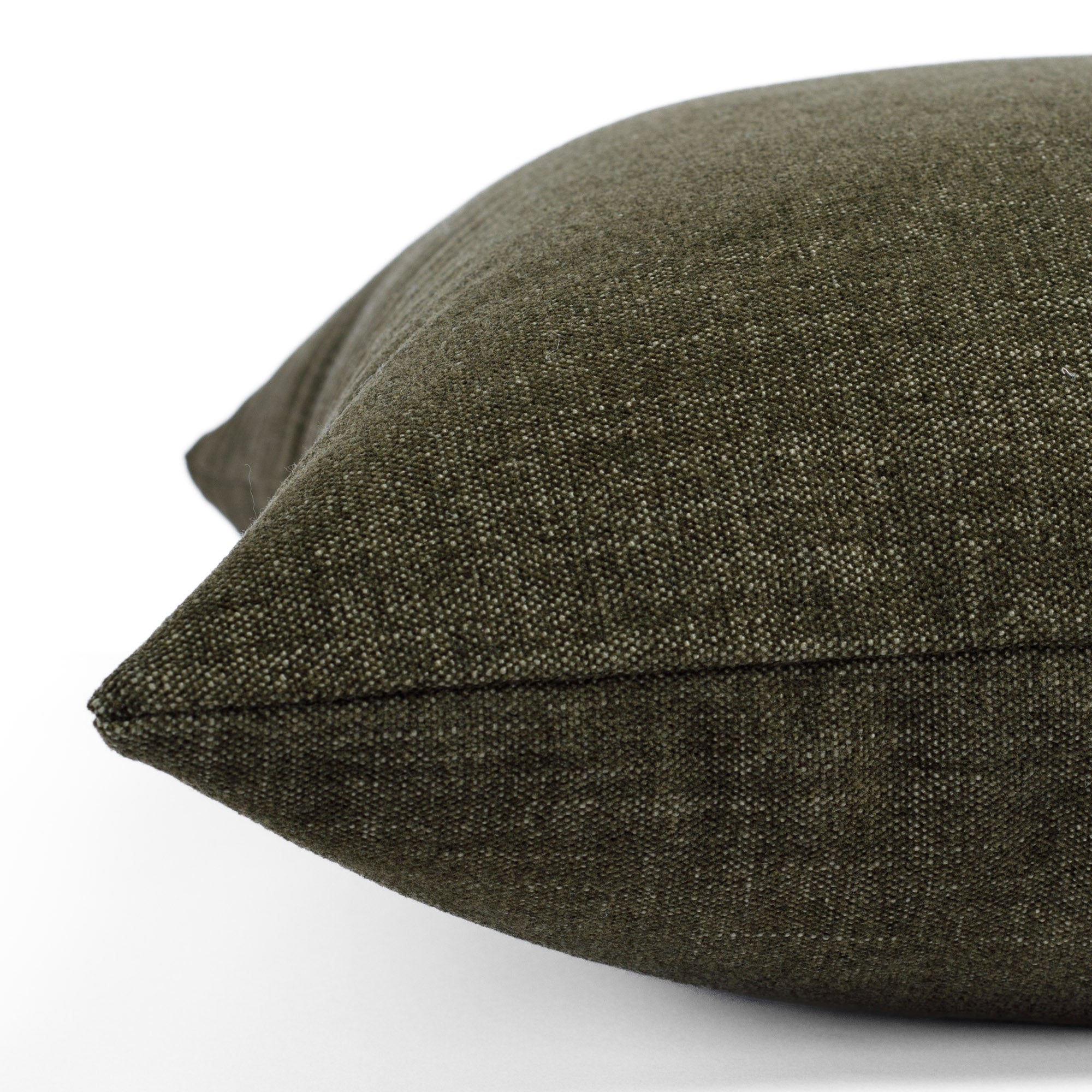 Side angle of Bedford Moss accent pillow in soft sage green chenille with a subtle stone-washed finish from Tonic Living.