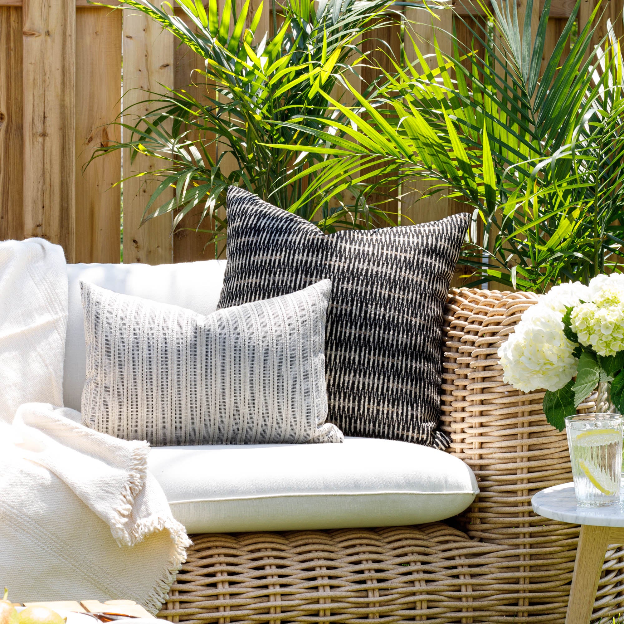 Contemporary black and white outdoor throw pillows from Tonic Living.