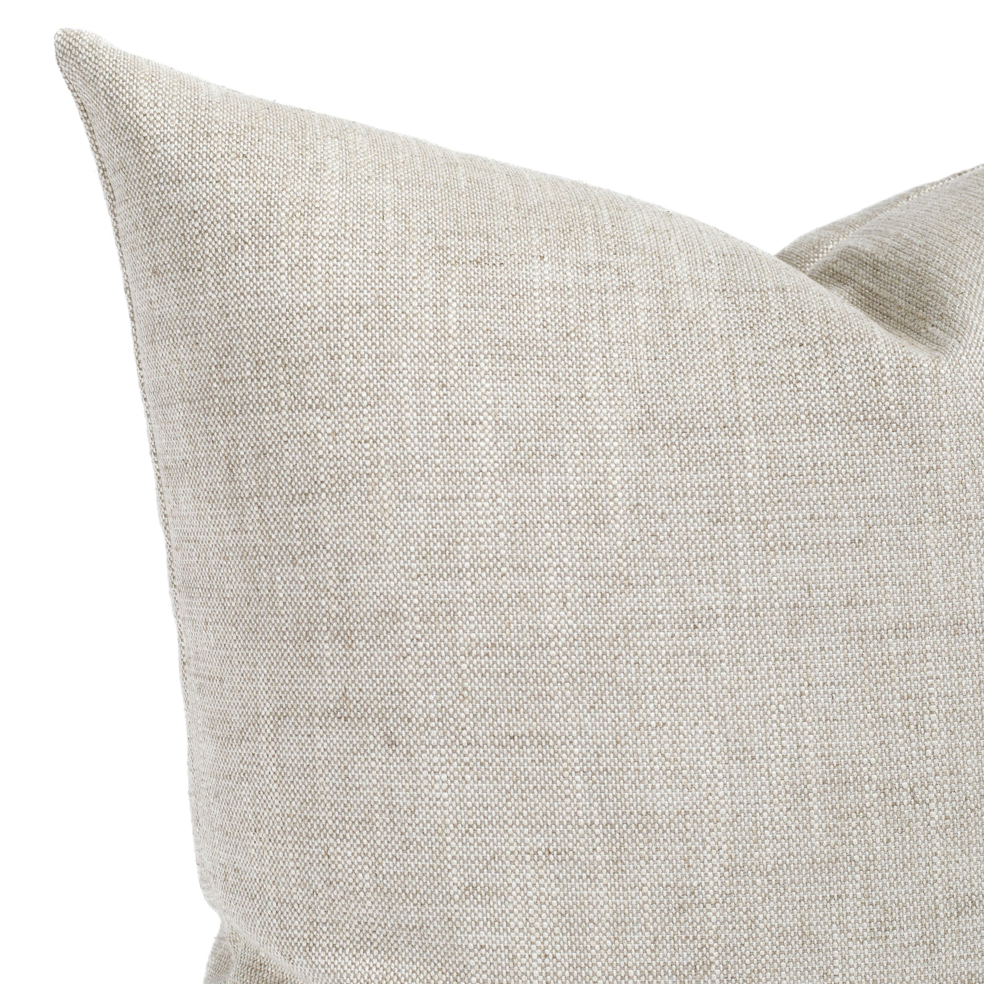 a beige linen blend throw pillow : close up view
