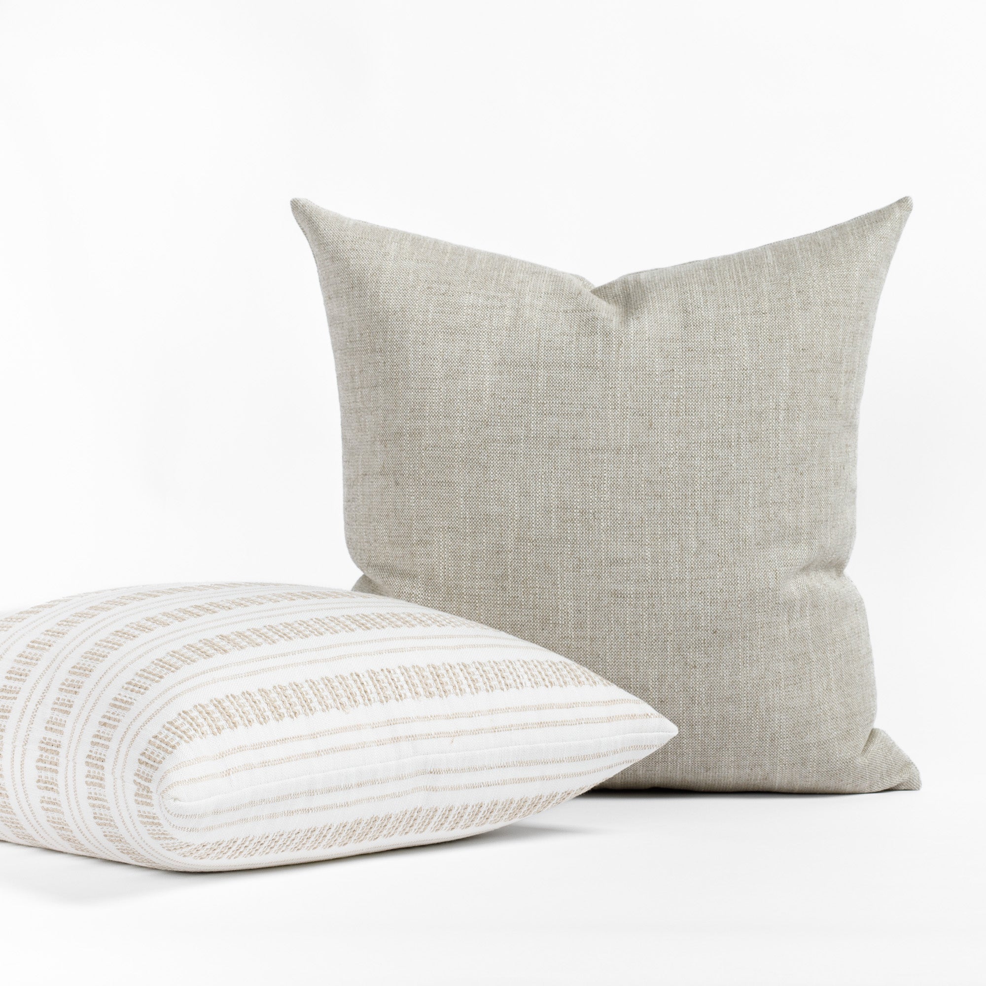 neutral Tonic Living pillows : Brussels 20x20 Oatmeal and Briar 22x22 Wheat