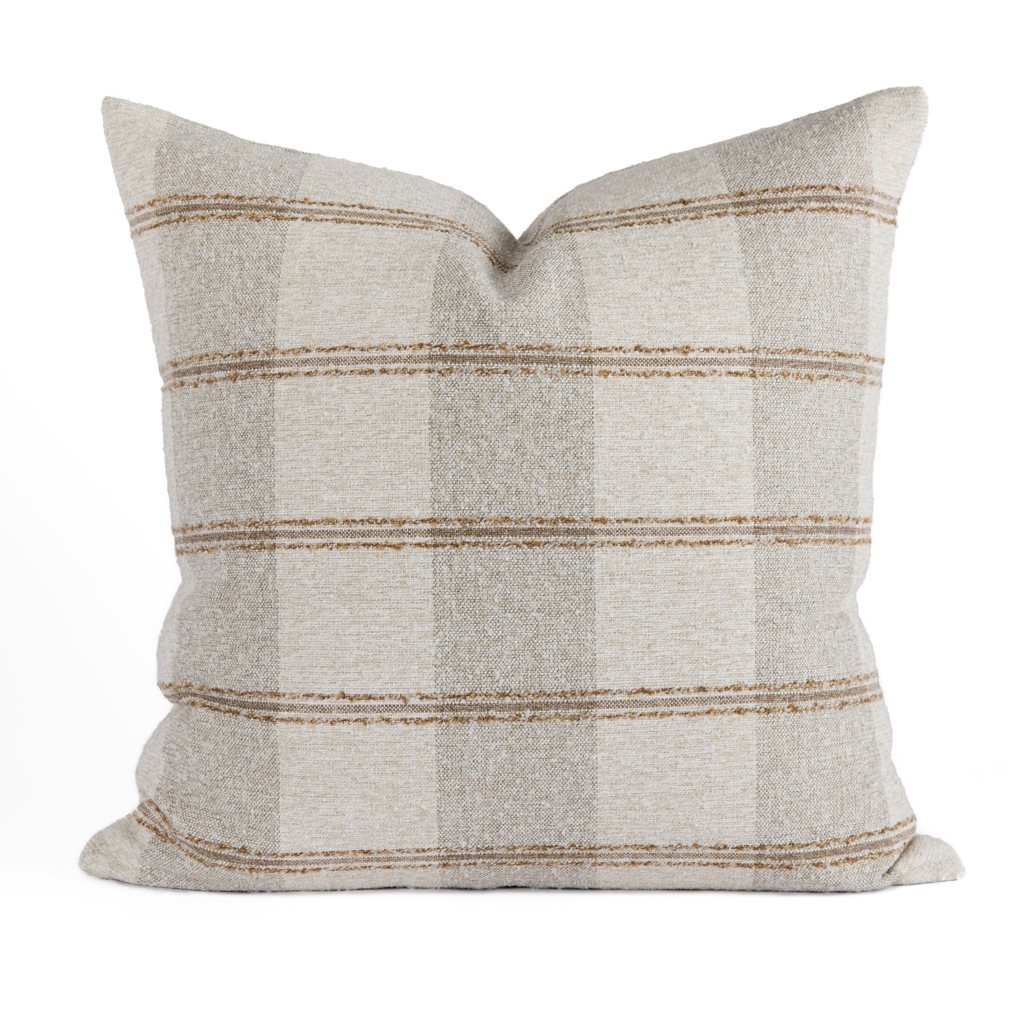 Buckley Wheat 22x22 throw pillow in neutral plaid check pattern – Tonic Living