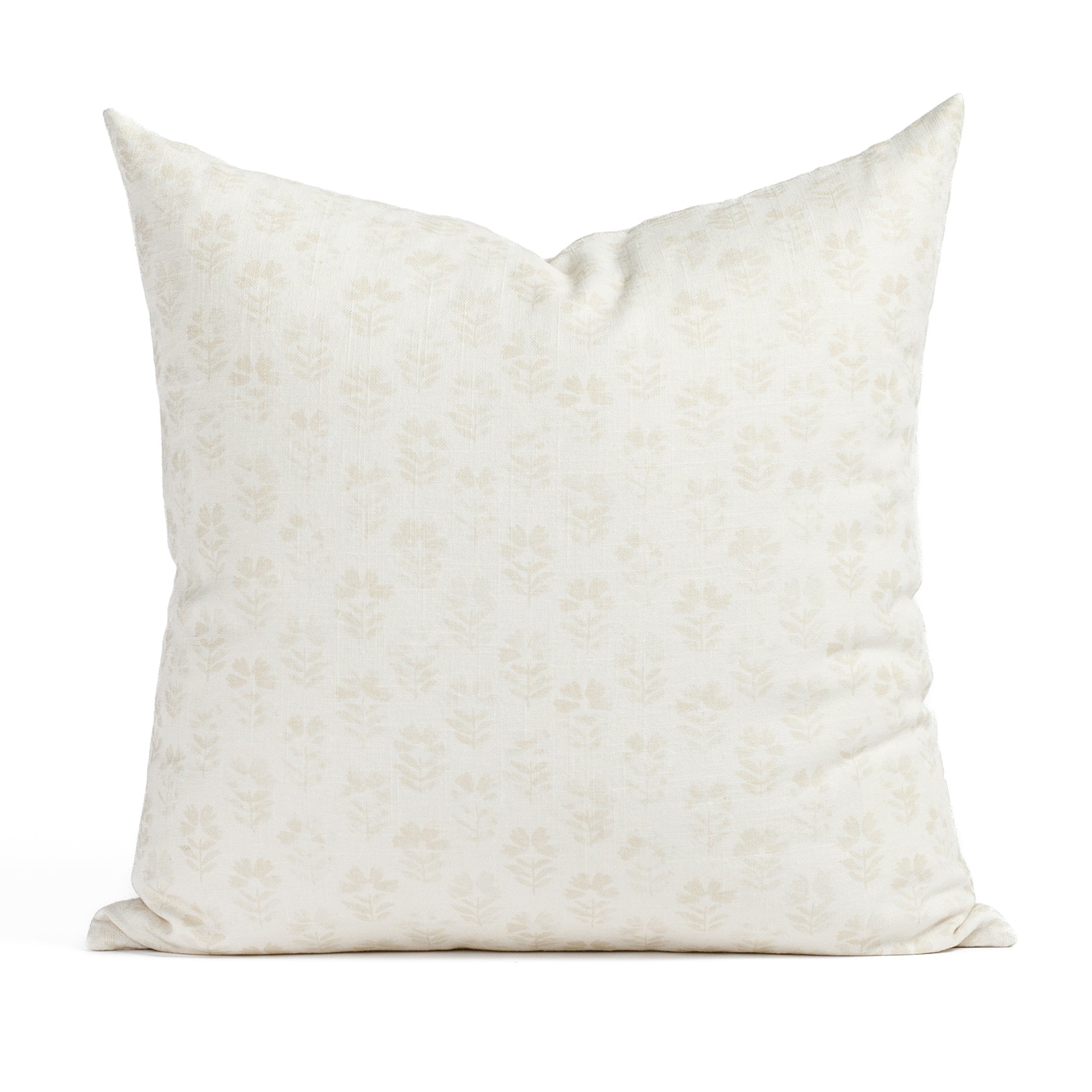 Carmel 20x20 Pillow Parchment, a subtle cream tonal floral block print pillow from Tonic Living