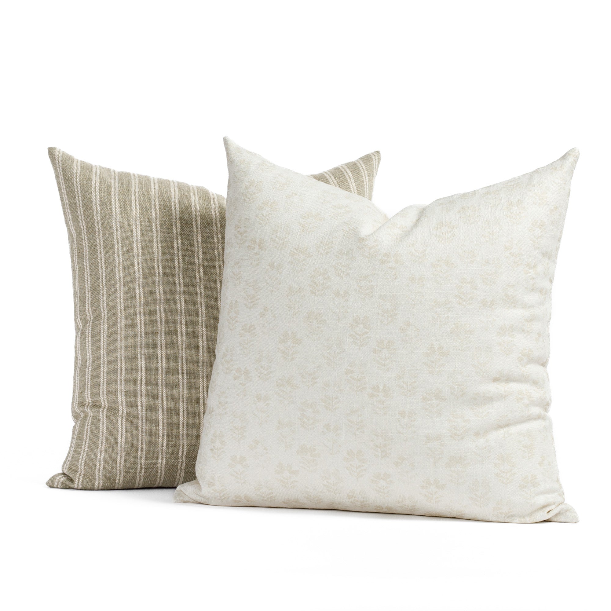 tonic living neutral pillow pairing : Conway Stripe Sage and Carmel Parchment