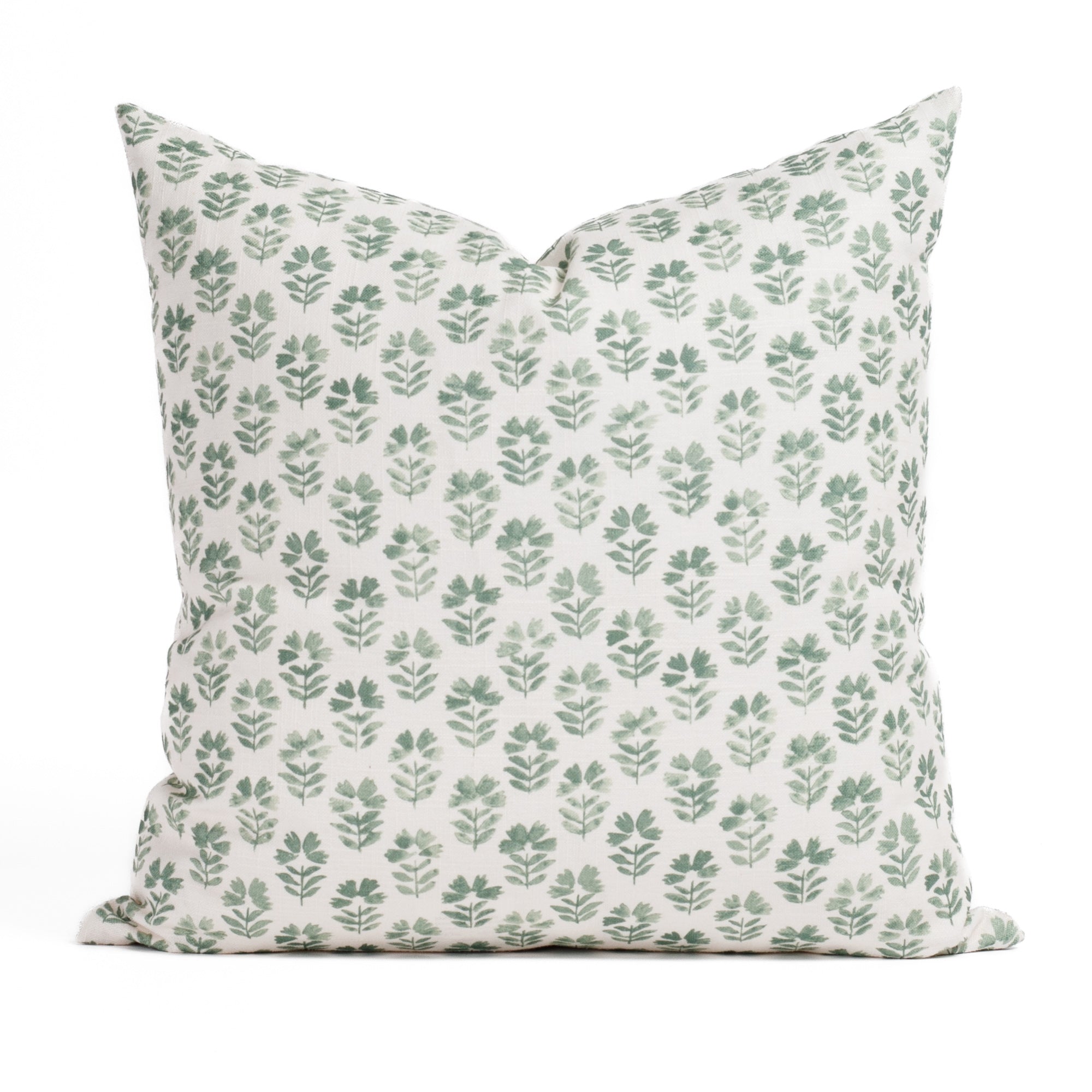 Carmel Pine 20x20, a white and green floral block print pillow from Tonic Living.