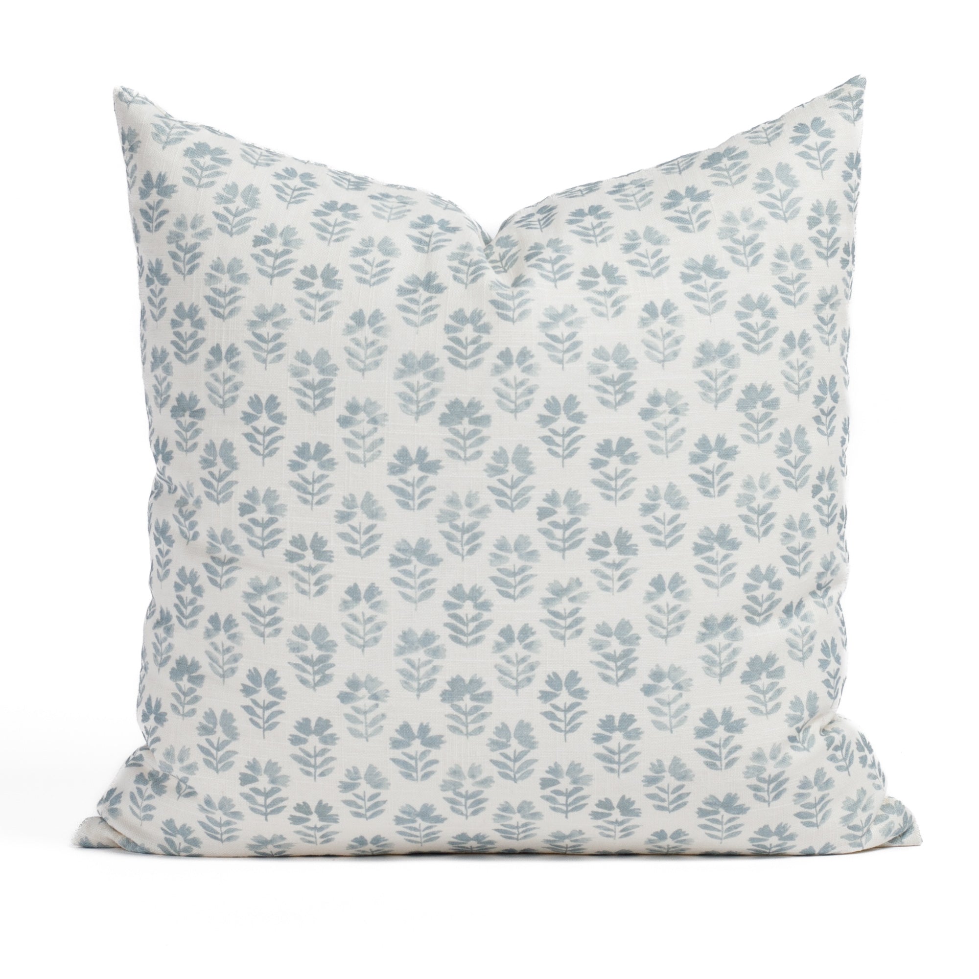 Carmel Sky Blue 20x20, a white and blue floral block print pillow from Tonic Living.