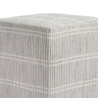 a greige and stone blue dash stripe fabric cube ottoman : view 3