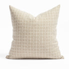 Chase 20x20 Natural, a beige flax with cream stitched windowpane patterned Tonic Living throw pillow