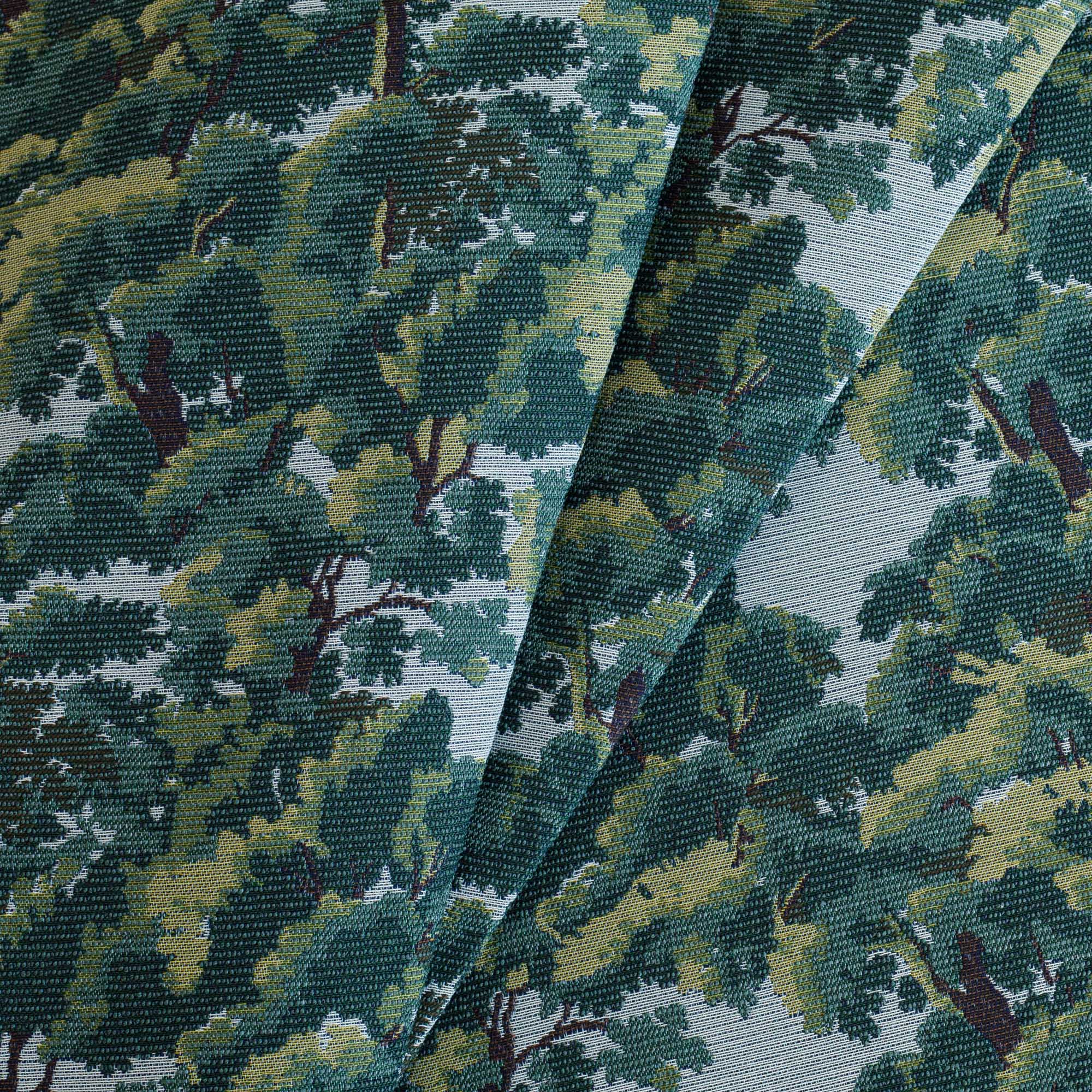 a vintage forest patterned jacquard upholstery fabric