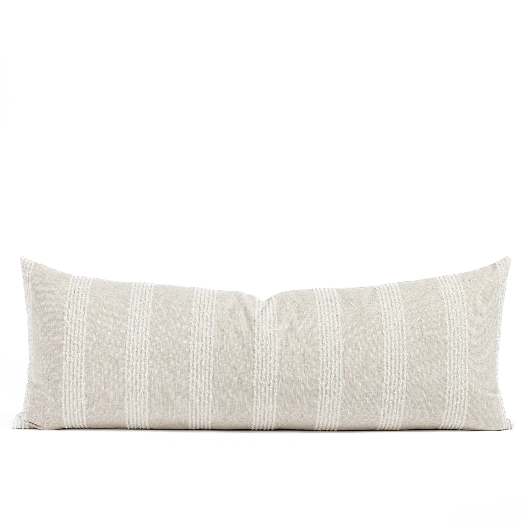 Finn Stripe 16x42 Bolster Pillow natural, an off white and oatmeal loopy striped Tonic Living pillow