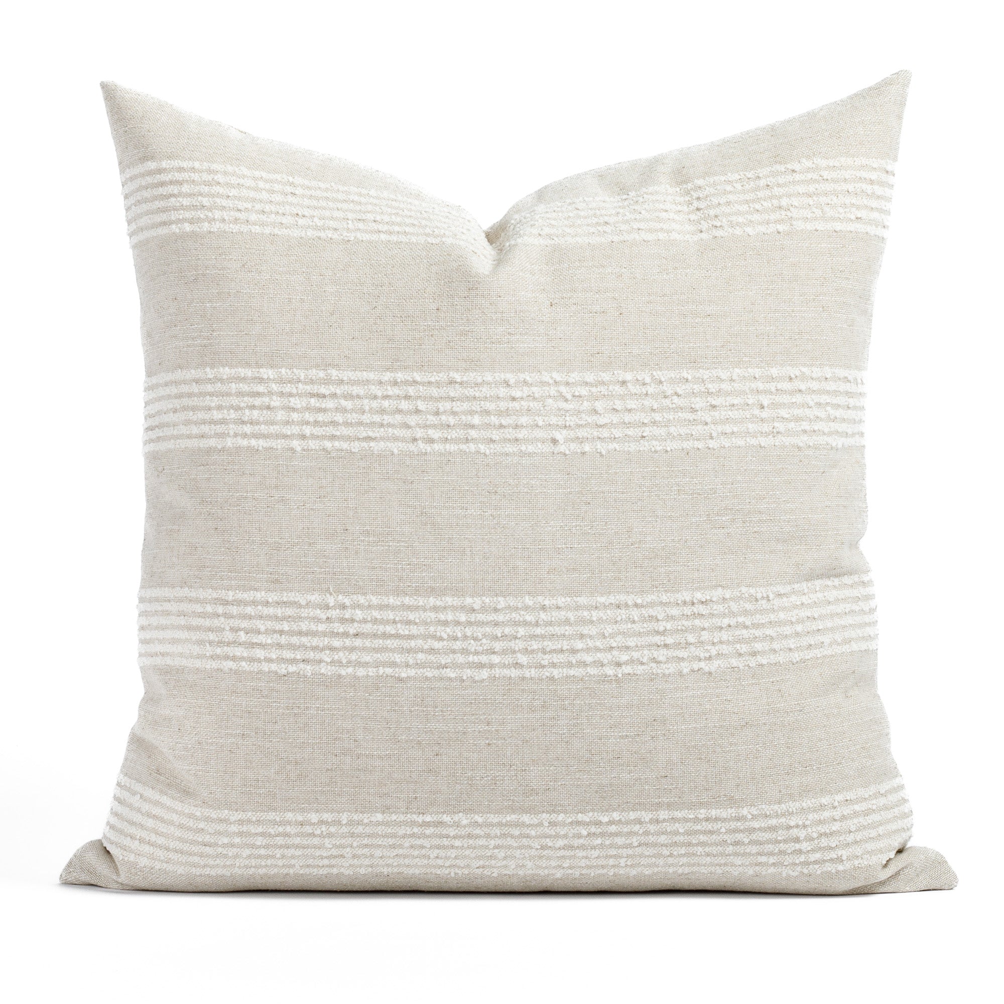 Finn Stripe 22x22 pillow natural, an off white and oatmeal boucle striped Tonic Living pillow