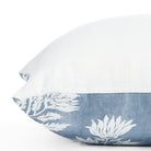  an indigo blue and white batik floral print throw pillow : Side detail