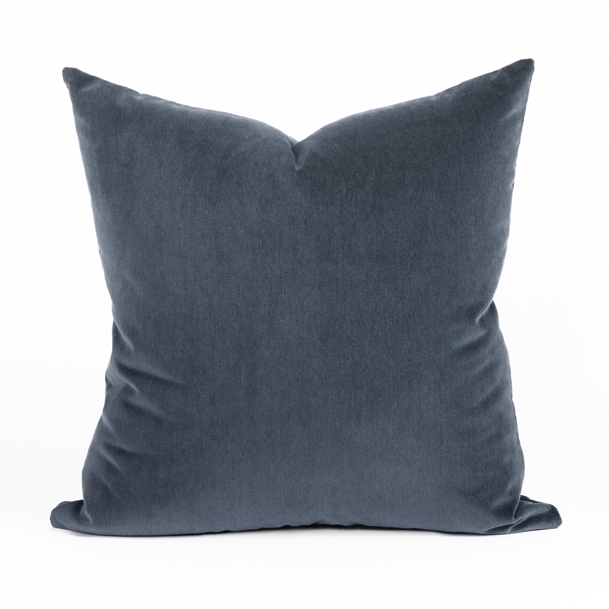 Tonic Living Florence Velvet 20x20 Pillow in Mineral Blue with a soft plush velvet texture and deep smoky blue-grey color.