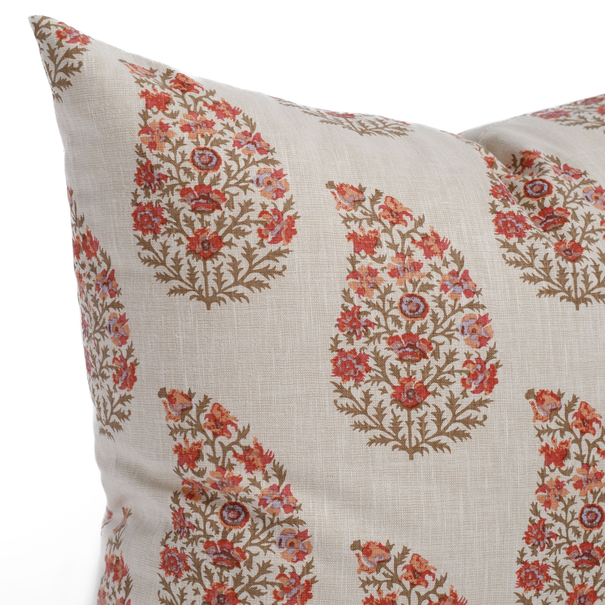 Close up of Tonic Living's Grace 20x20 Pillow, featuring floral paisley botanical pattern.