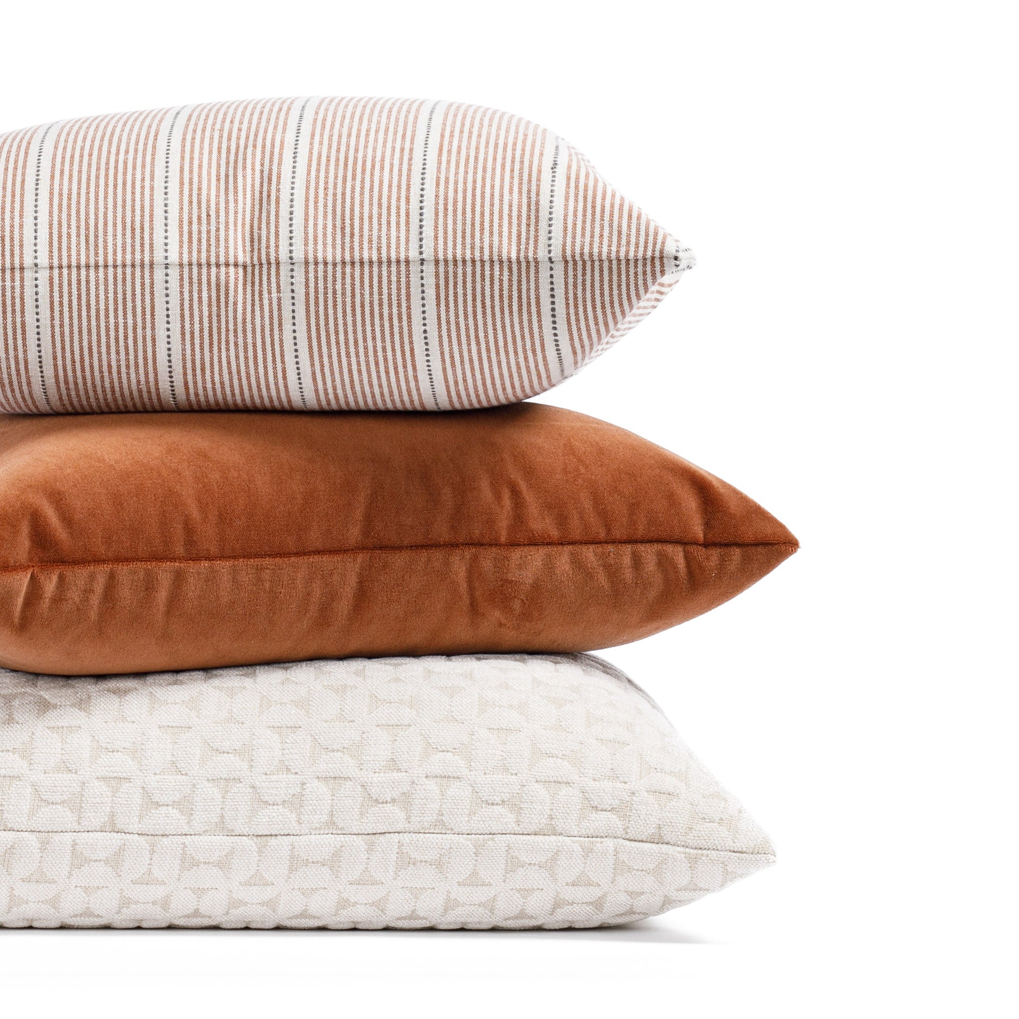 rich rust, cognac and cream throw pillows