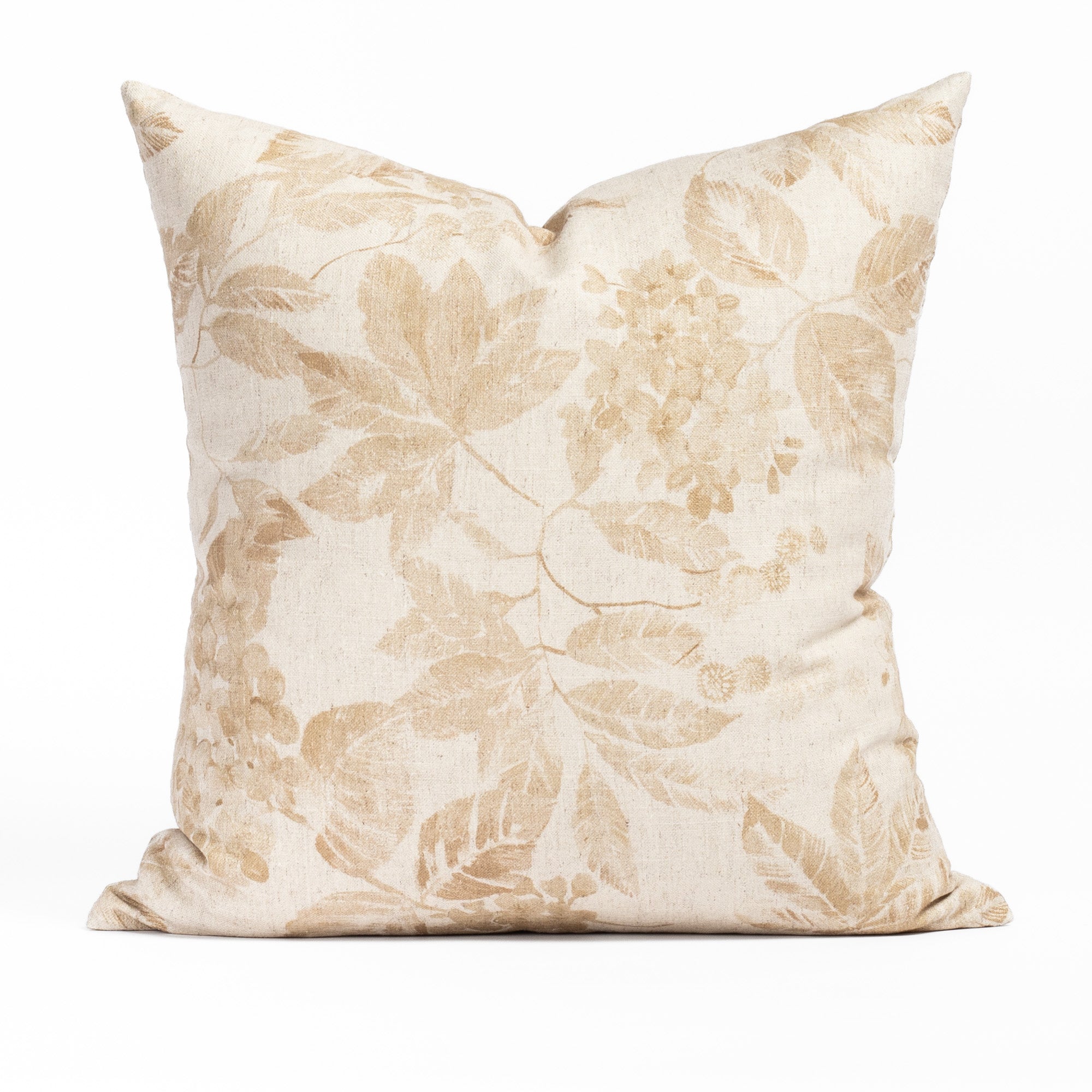 Heather 20x20 Pillow Ochre, an ochre brown and oatmeal vintage floral print pillow from Tonic Living