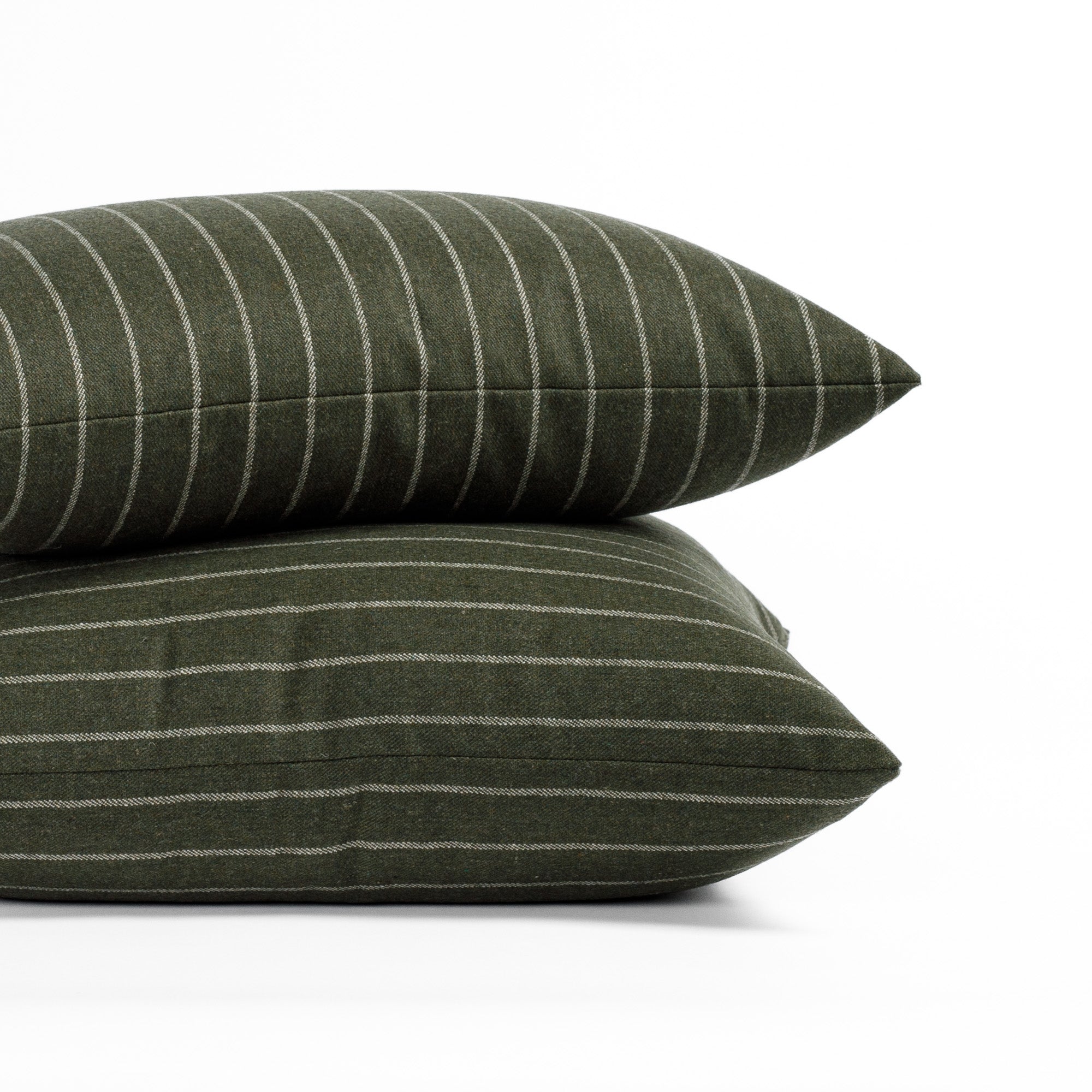 Tonic Living hunter green and cream stripe pillows