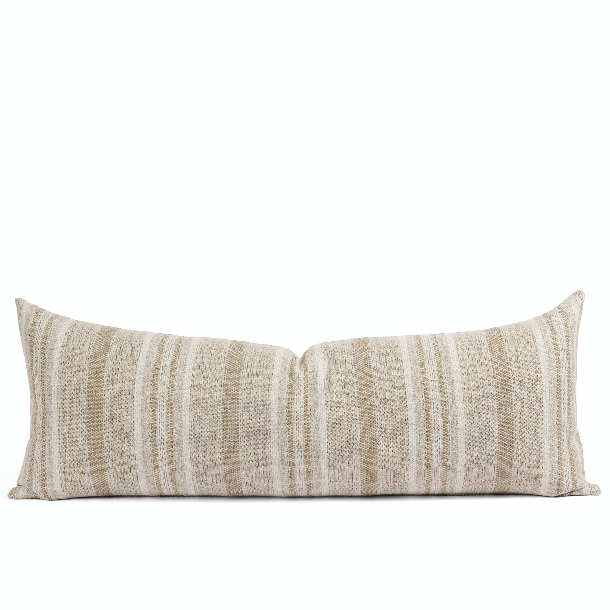 Tonic Living Indie Stripe 16x42 bolster pillow in Sand featuring a neutral beige tonal stripe design.