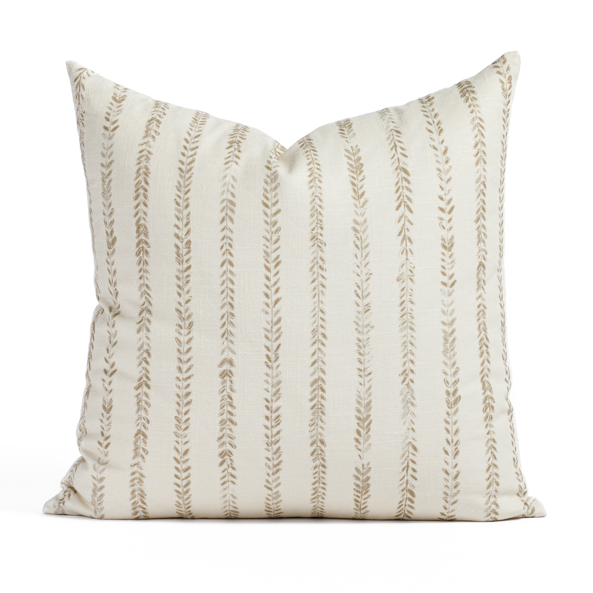 Ivy 20x20 Pillow Chestnut, a brown & cream delicate vine block print Tonic Living throw pillow