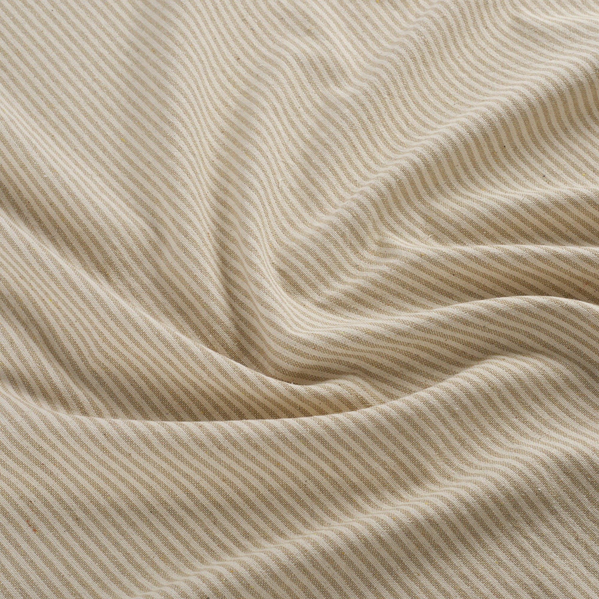 Tonic Living Leo Stripe Wheat fabric featuring a timeless wheat and natural vertical stripe pattern.