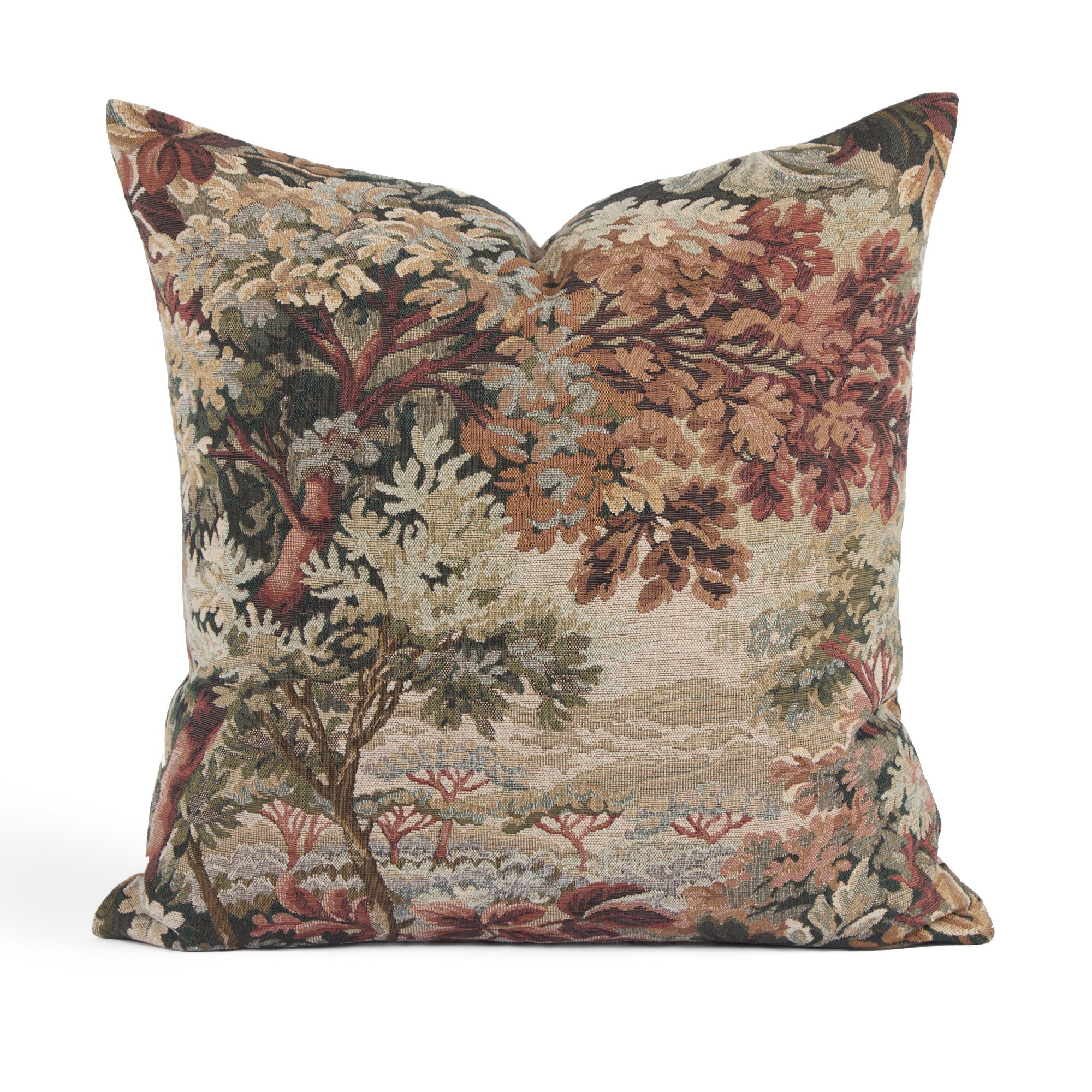 Manor Tapestry 20x20 Pillow, Burgundy by Tonic Living – romantic tapestry pillow in rich earthy tones.