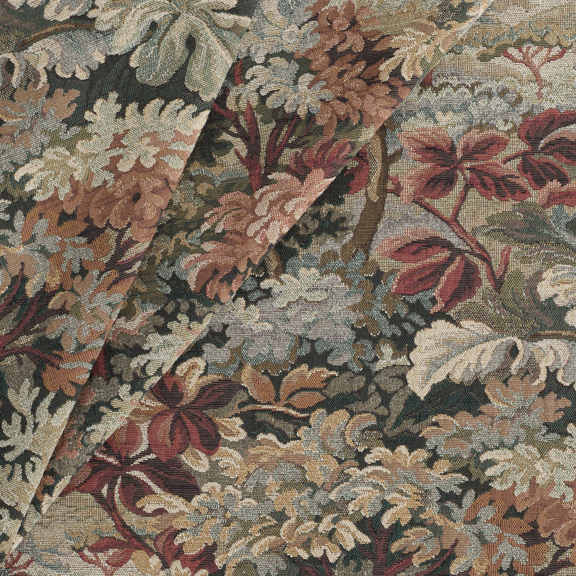 Tonic Living Manor Tapestry Fabric, Burgundy – heritage-style woven upholstery tapestry fabric.