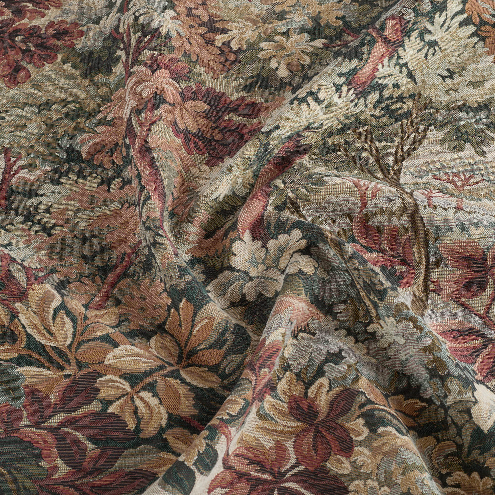 Tonic Living Manor Tapestry Fabric, Burgundy – heritage-style woven upholstery tapestry fabric.