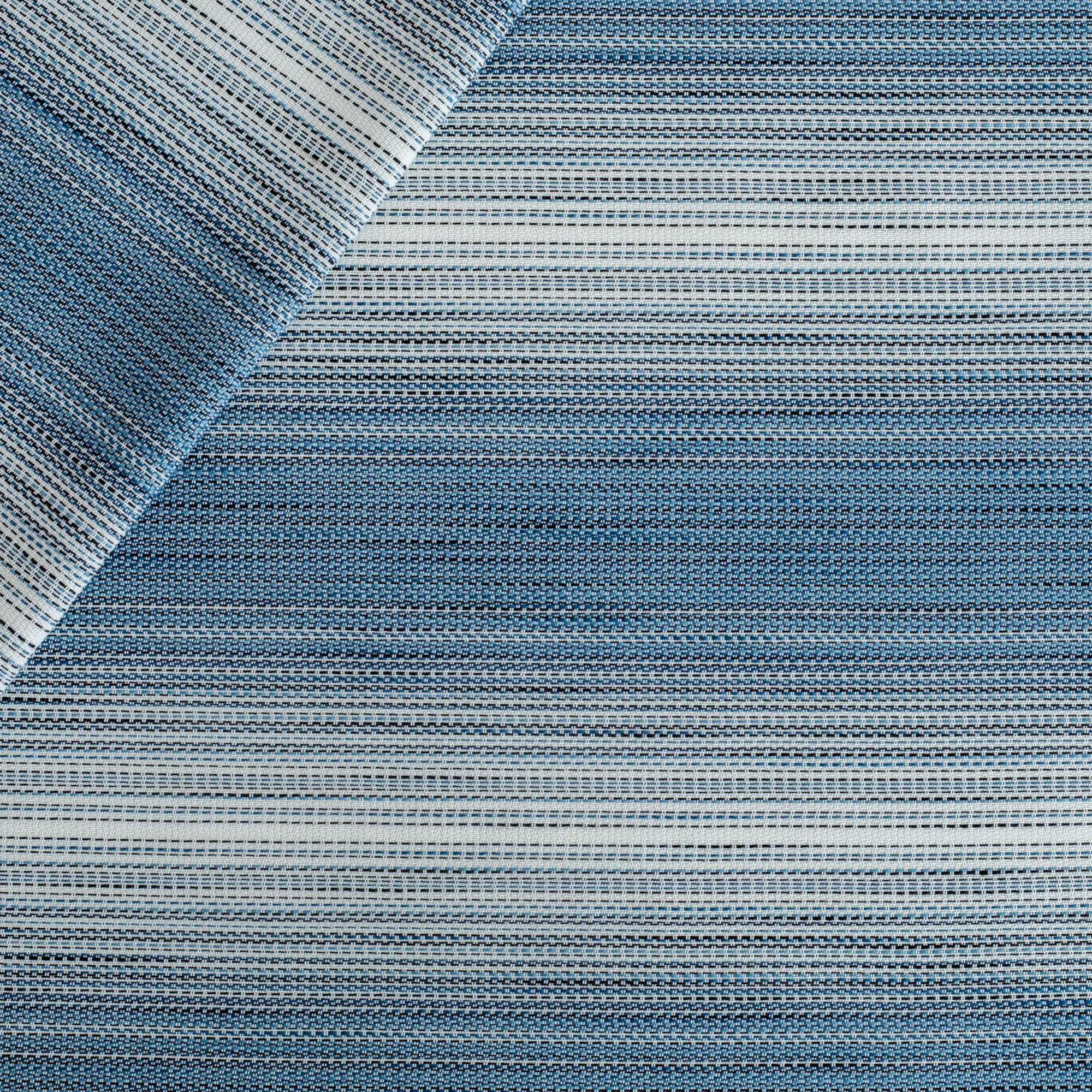 a blue and white stripe upholstery fabric
