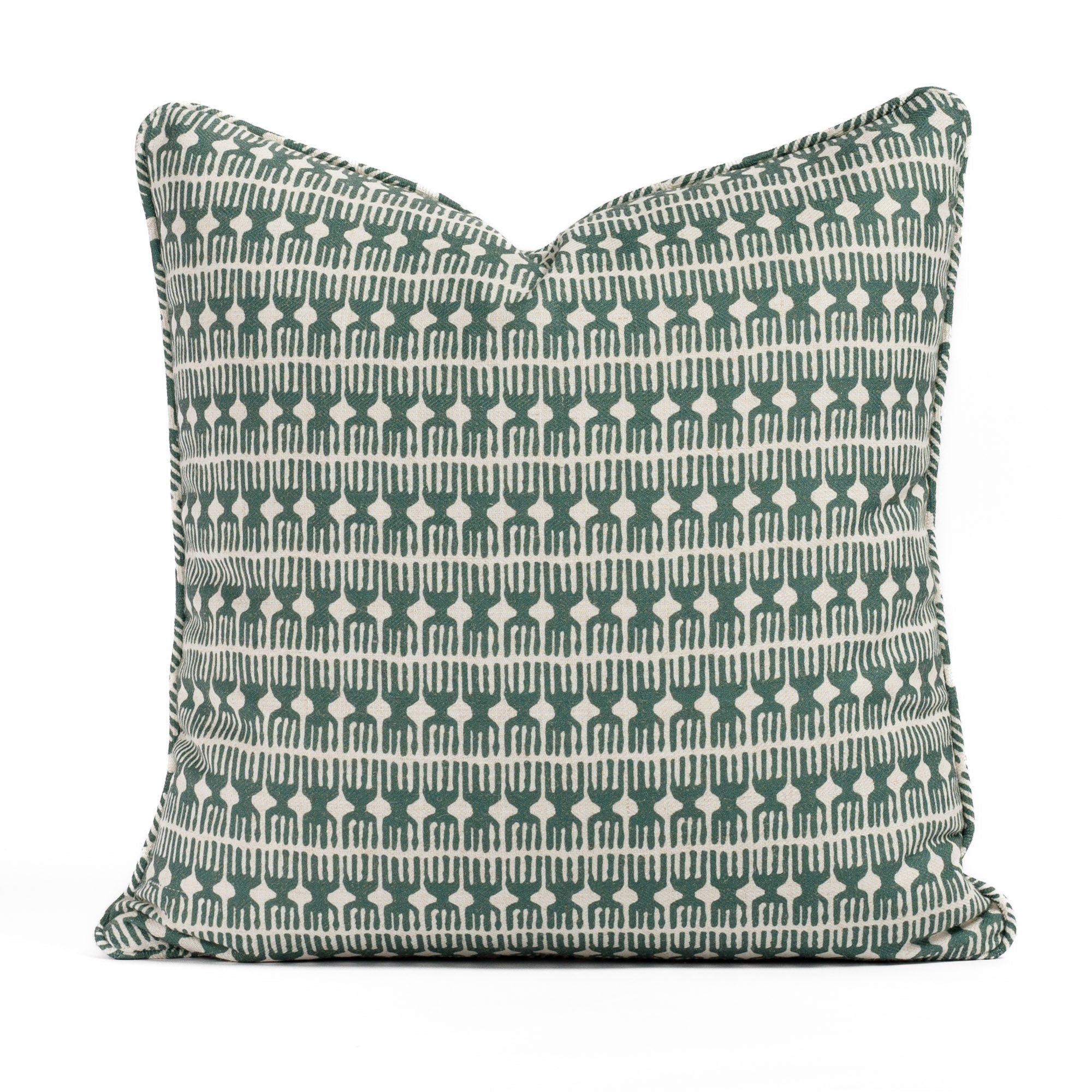 Meadow Emerald 20x20 pillow featuring a graphic green and white organic block print, from Tonic Living.