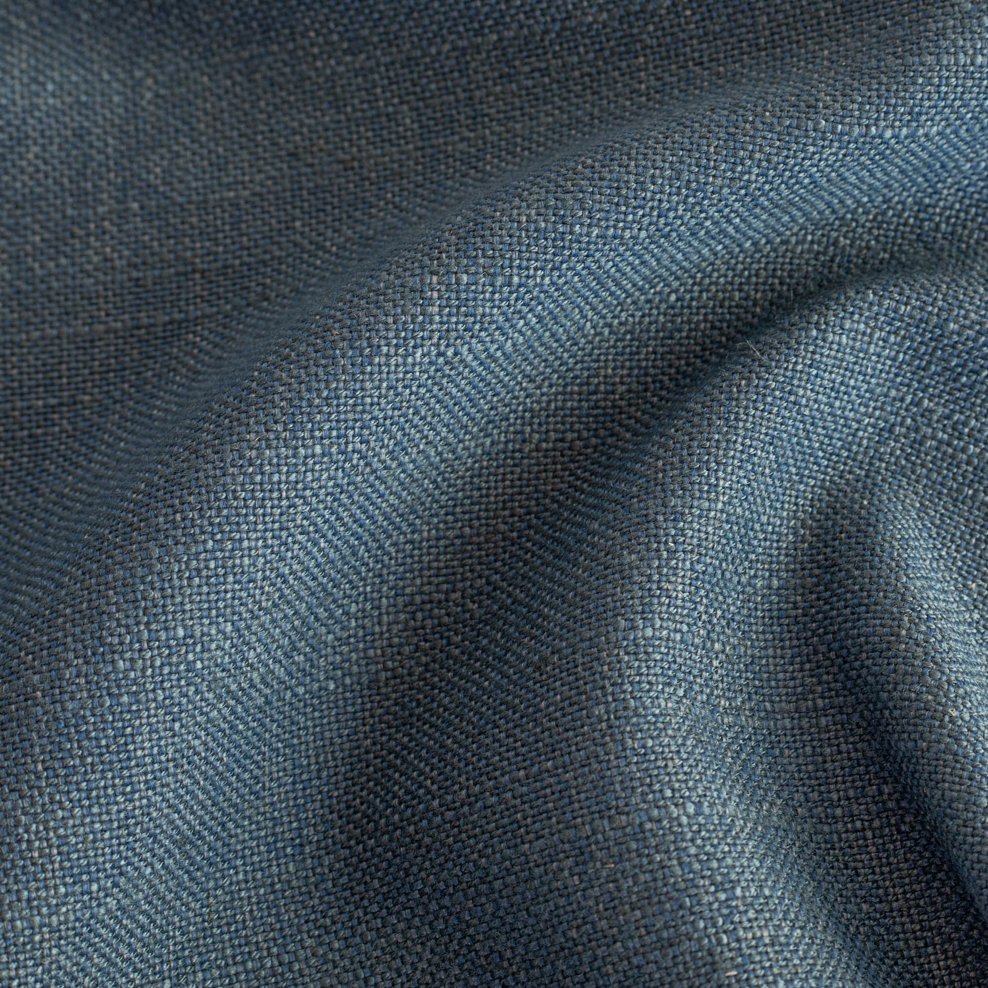 a solid blue linen blend fabric