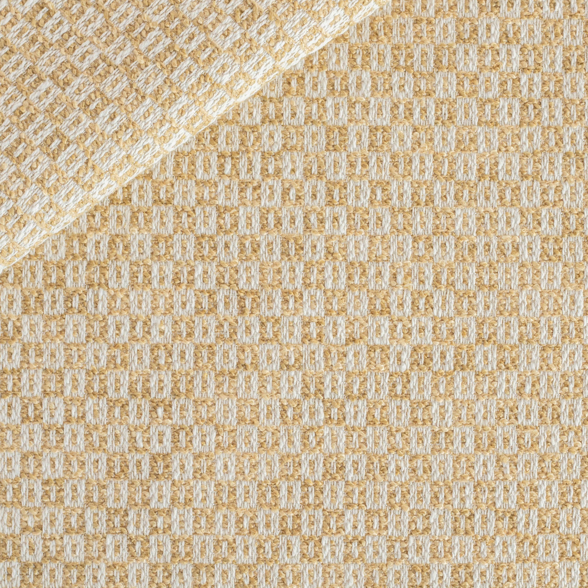 a soft gold and cream small scaled geometric patterned upholstery fabric : view 2