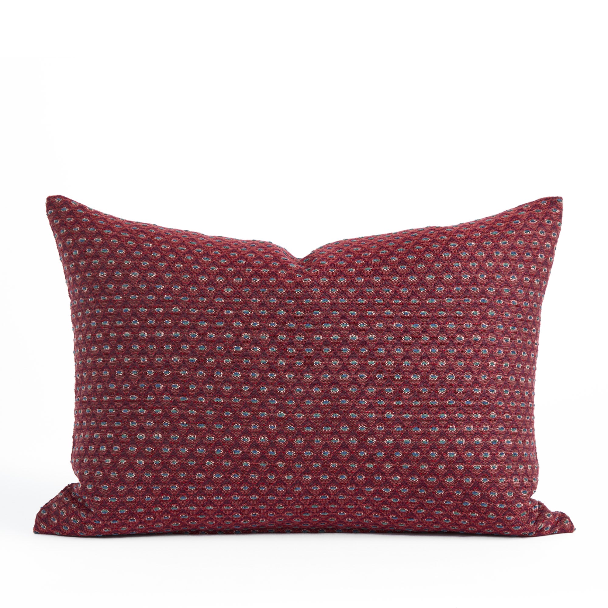 Pembrook 14x20 burgundy red lumbar pillow with diamond pattern, decorative cushion by Tonic Living.