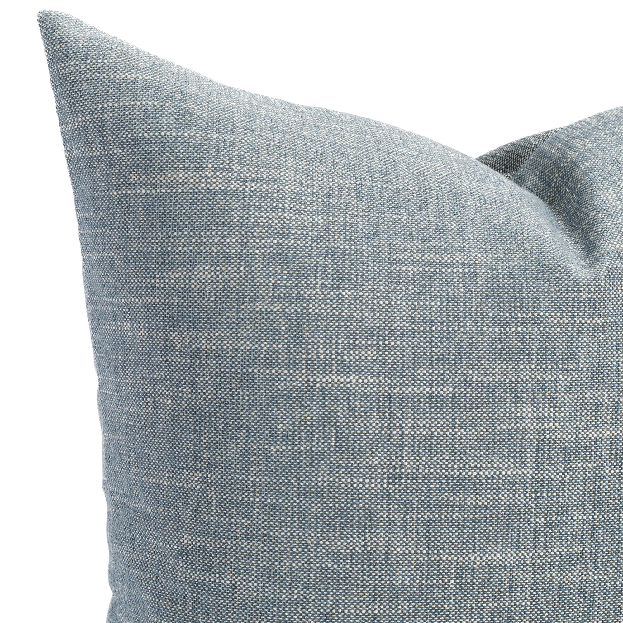 a soft stone blue throw pillow : close up view