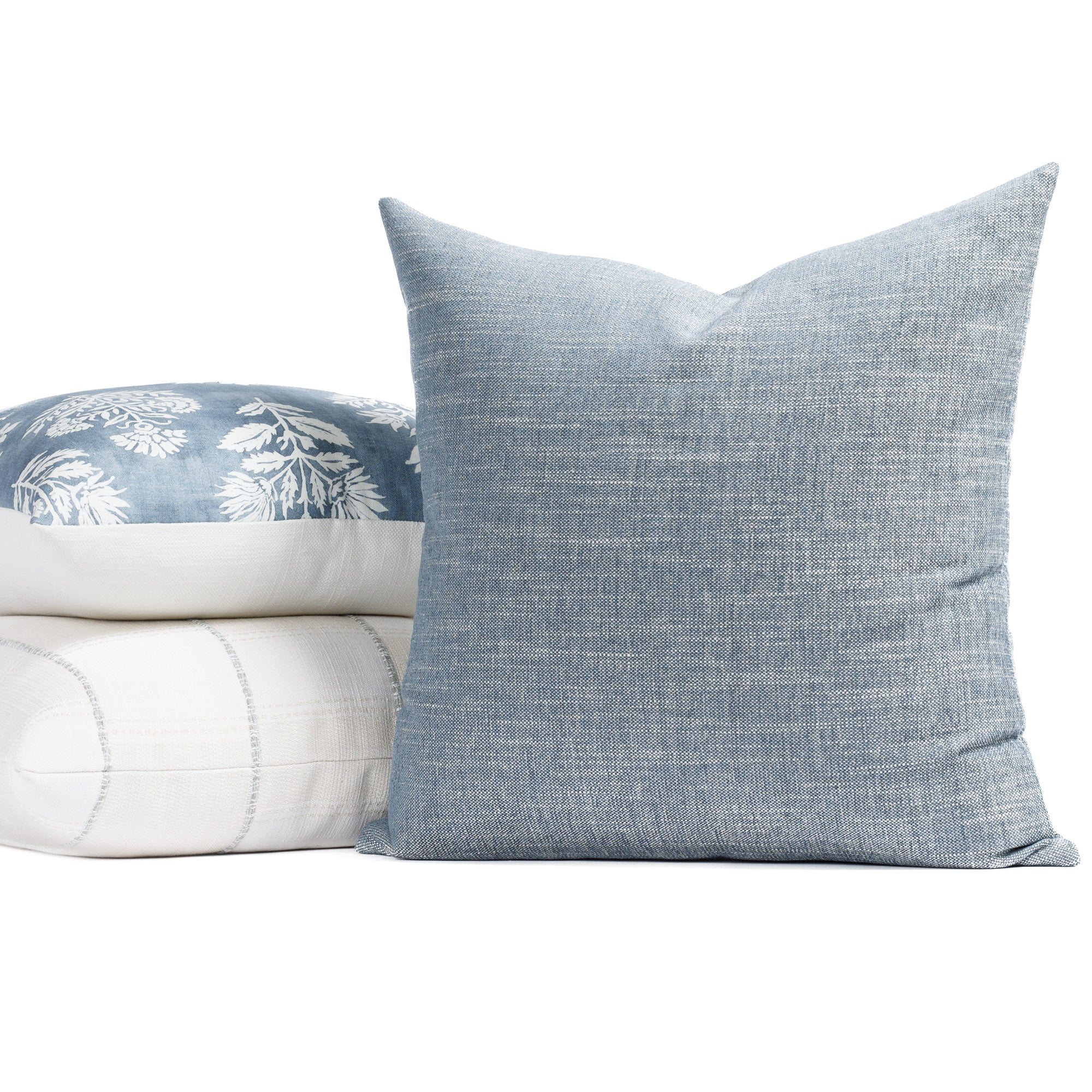 Modern blue and white throw pillows from Tonic Living