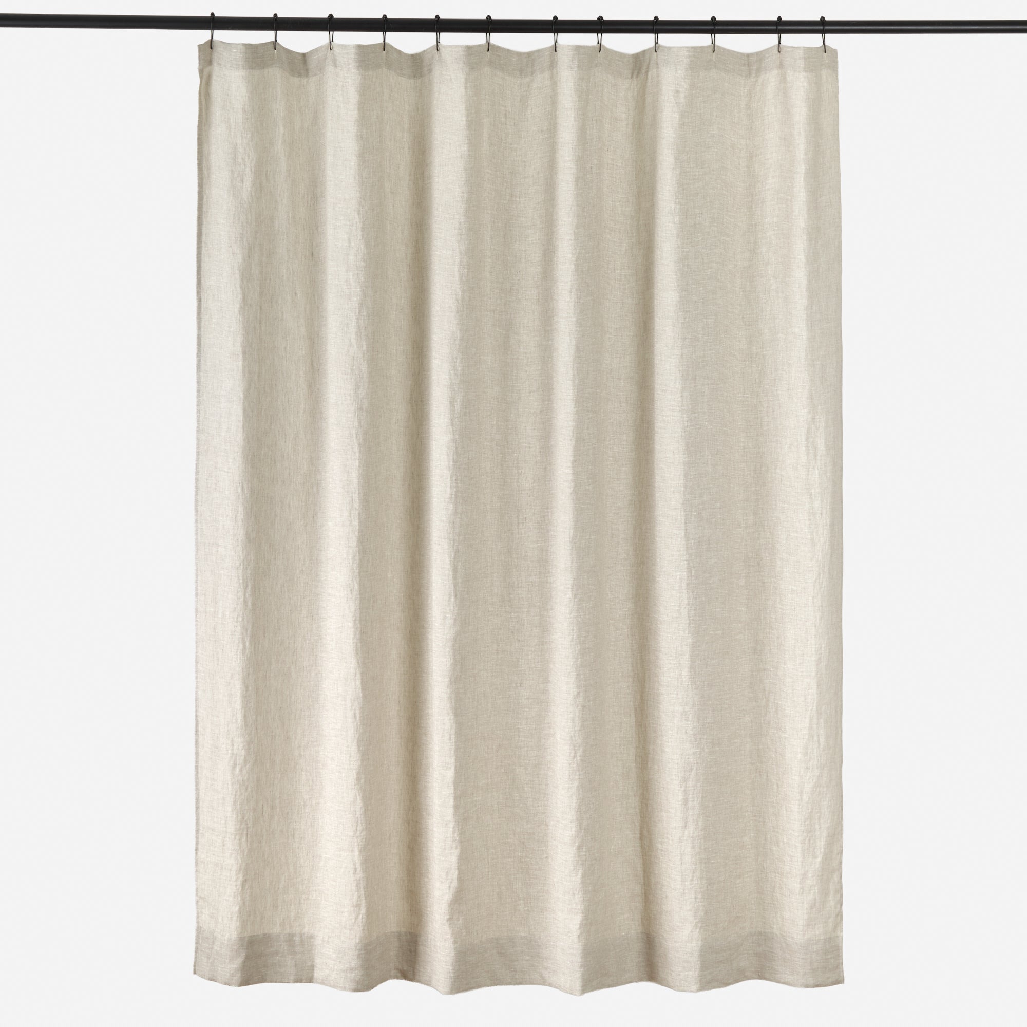 Tonic Living Positano Linen Shower Curtain in Stone, a warm taupe and light stone-grey 100% linen shower curtain.