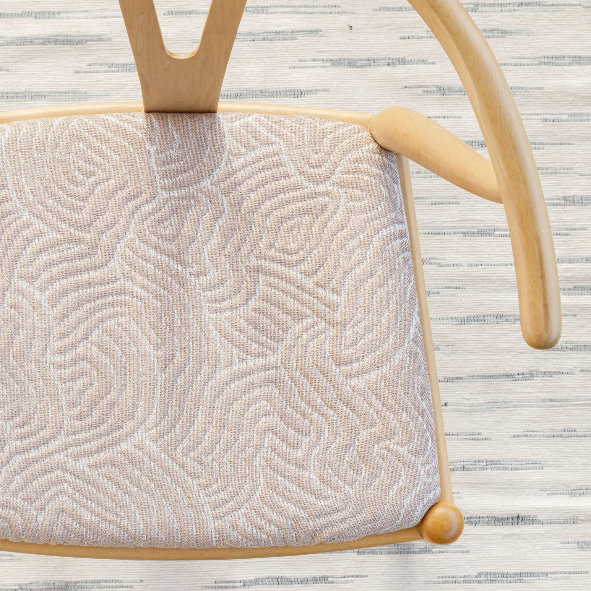 Quince Petal Pink fabric upholstered chair seat