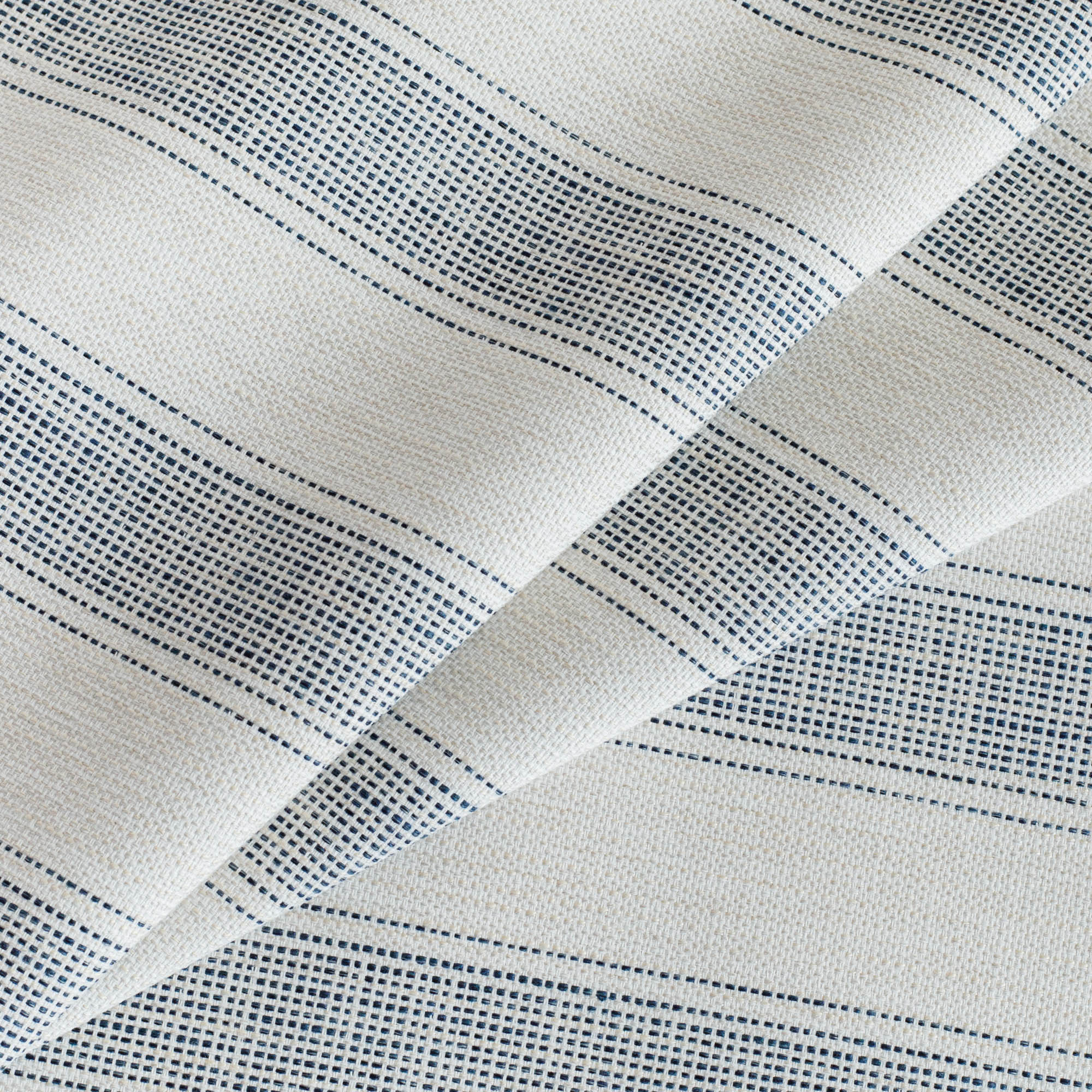 Revitalize Denim Sunbrella Outdoor - a navy and oatmeal striped upholstery fabric from Tonic Living.