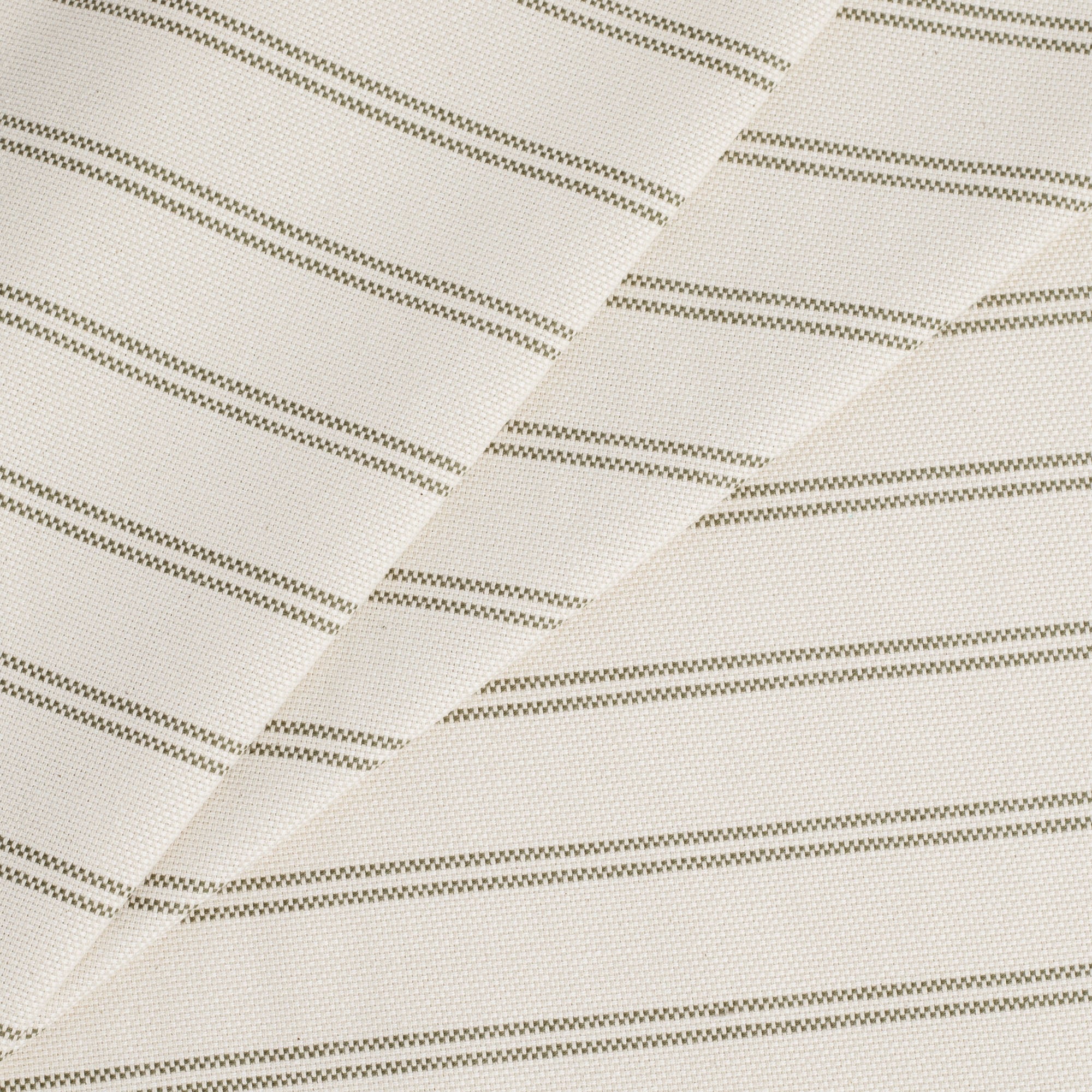 Tonic Living Rexton Stripe Moss high-performance upholstery fabric in olive green and beige horizontal ticking stripes, durable home decor textile.