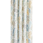 an aqua, sage, marigold, mauve and stone blue watery floral print drapery fabric