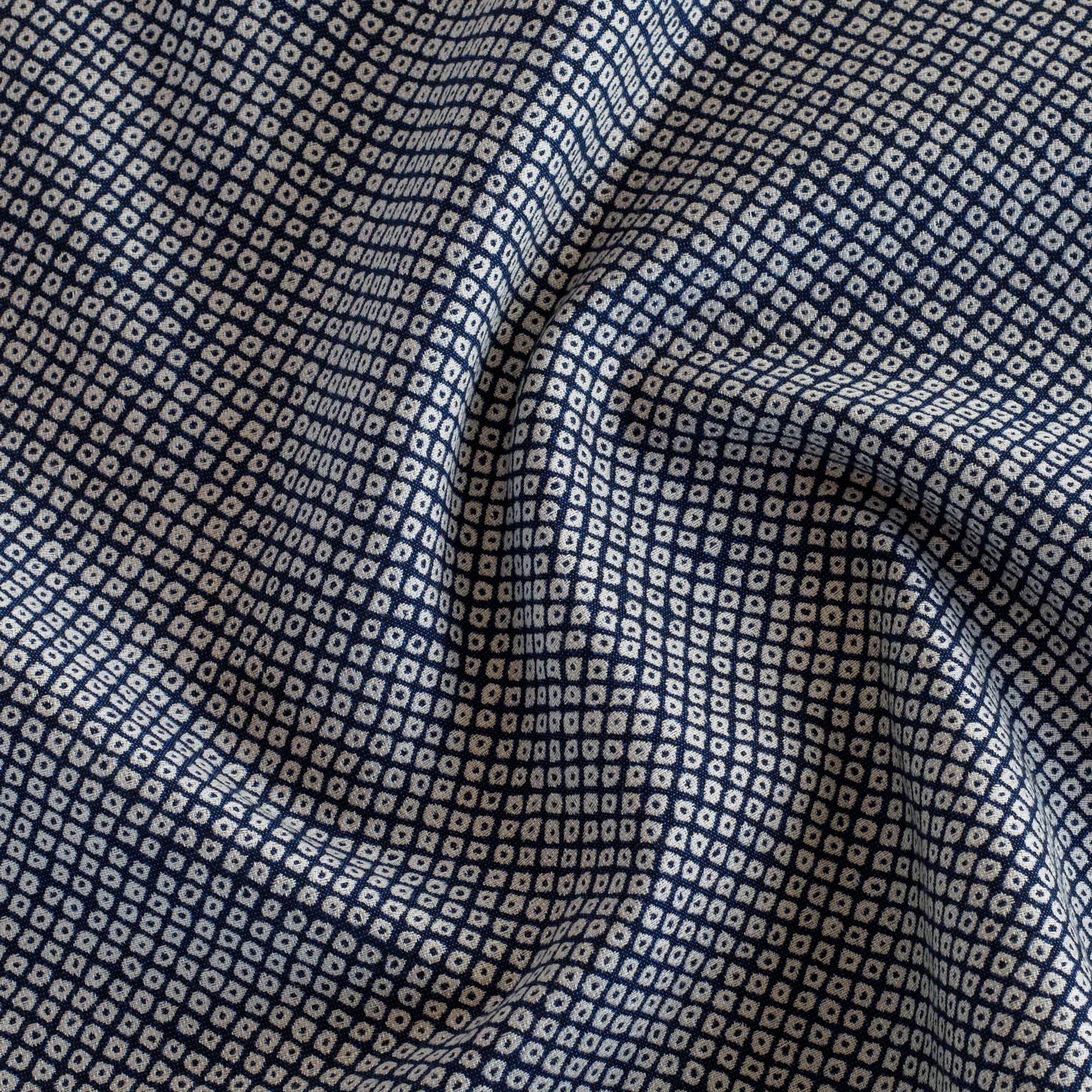 Shibori Indigo Sunbrella Outdoor Fabric, a navy and white home decor fabric featuring a Japanese-inspired block print, from Tonic Living.