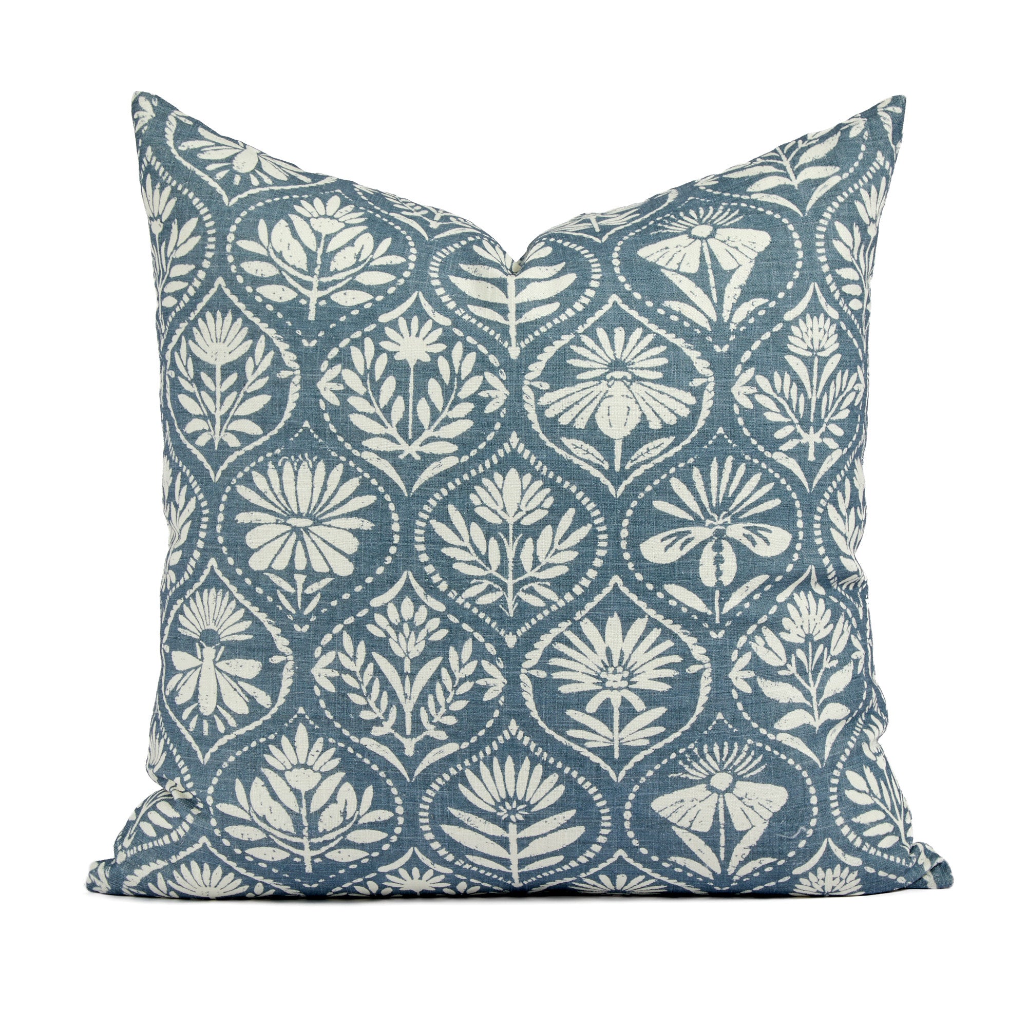 Tonic Living Stella 20x20 pillow in Harbour Blue, a blue and white floral medallion throw pillow.