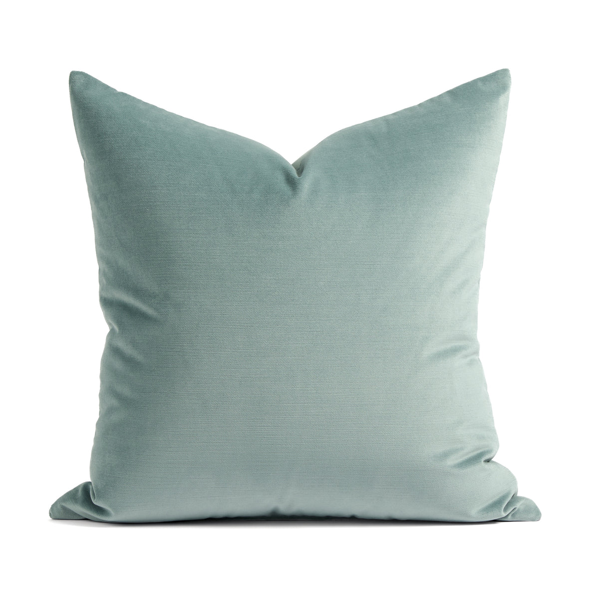 Tonic Living Sterling Velvet 20x20 Pillow in Lake, a soft aqua blue velvet throw pillow with subtle linear texture.