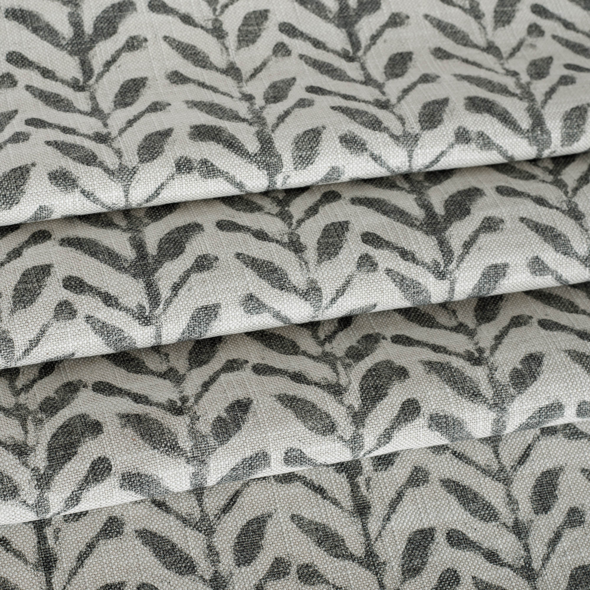 a modern charcoal gray and beige botanical print home decor fabric