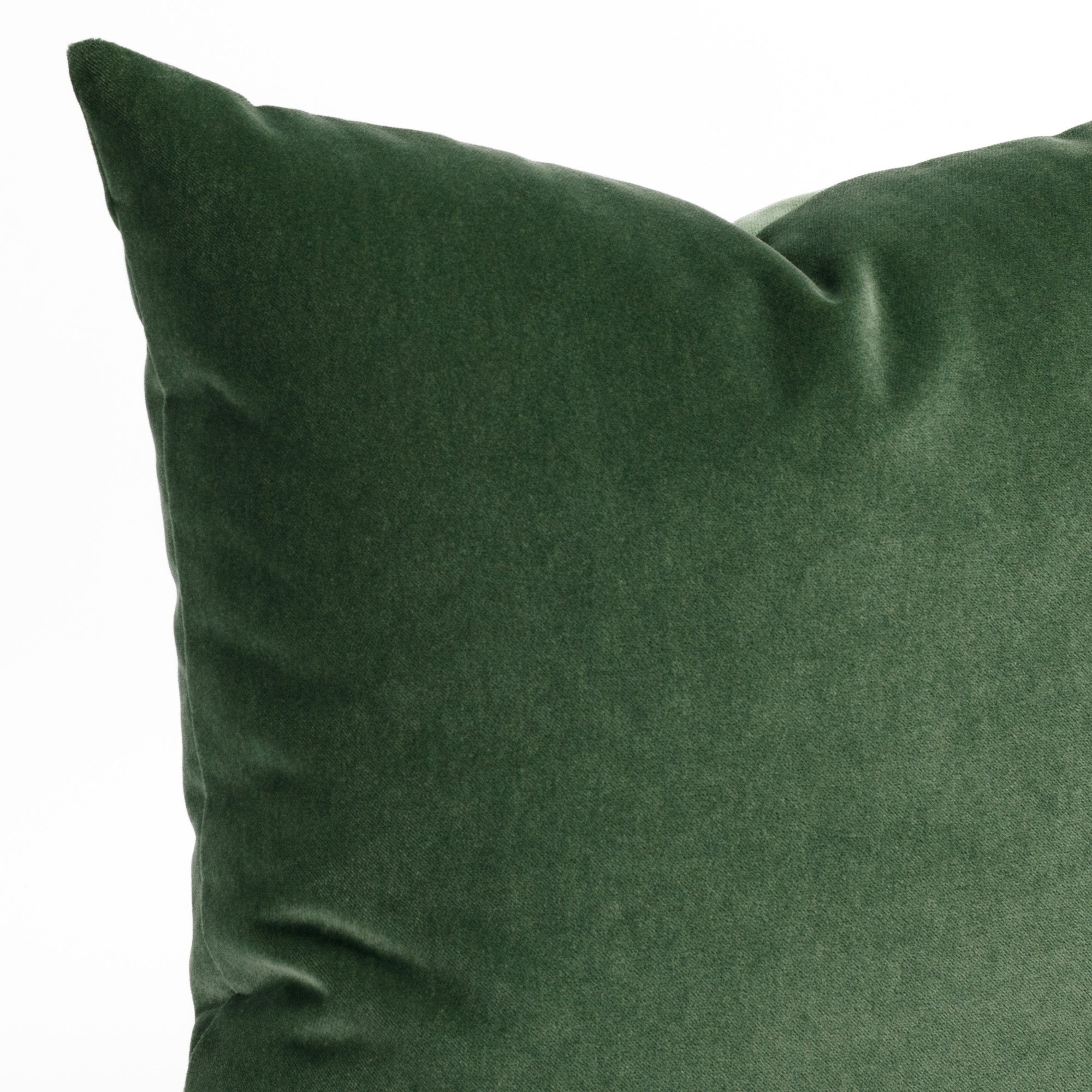 Valentina Pine, a luxe green velvet pillow from Tonic Living: close up view.