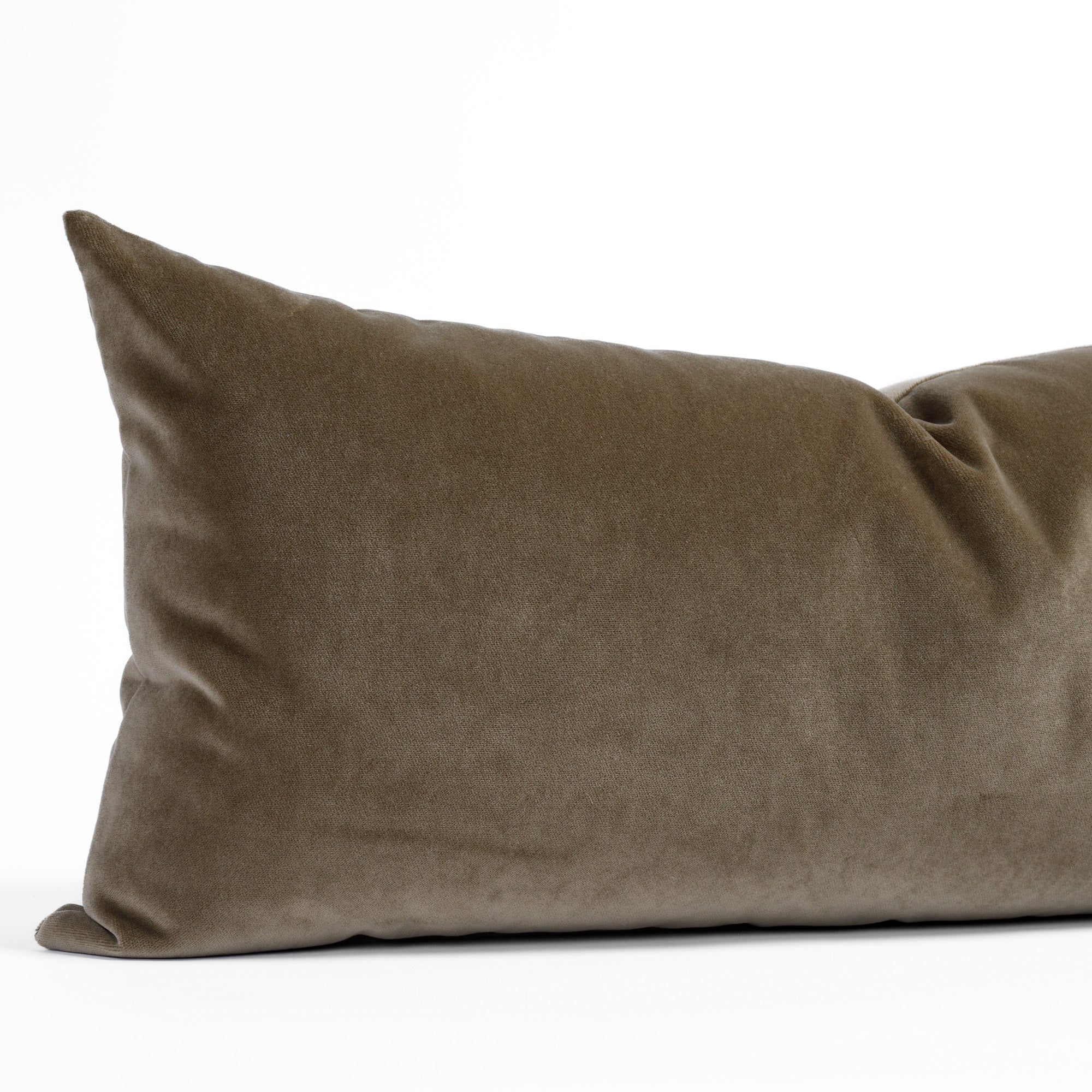 a brown velvet extra large lumbar throw pillow : close up view