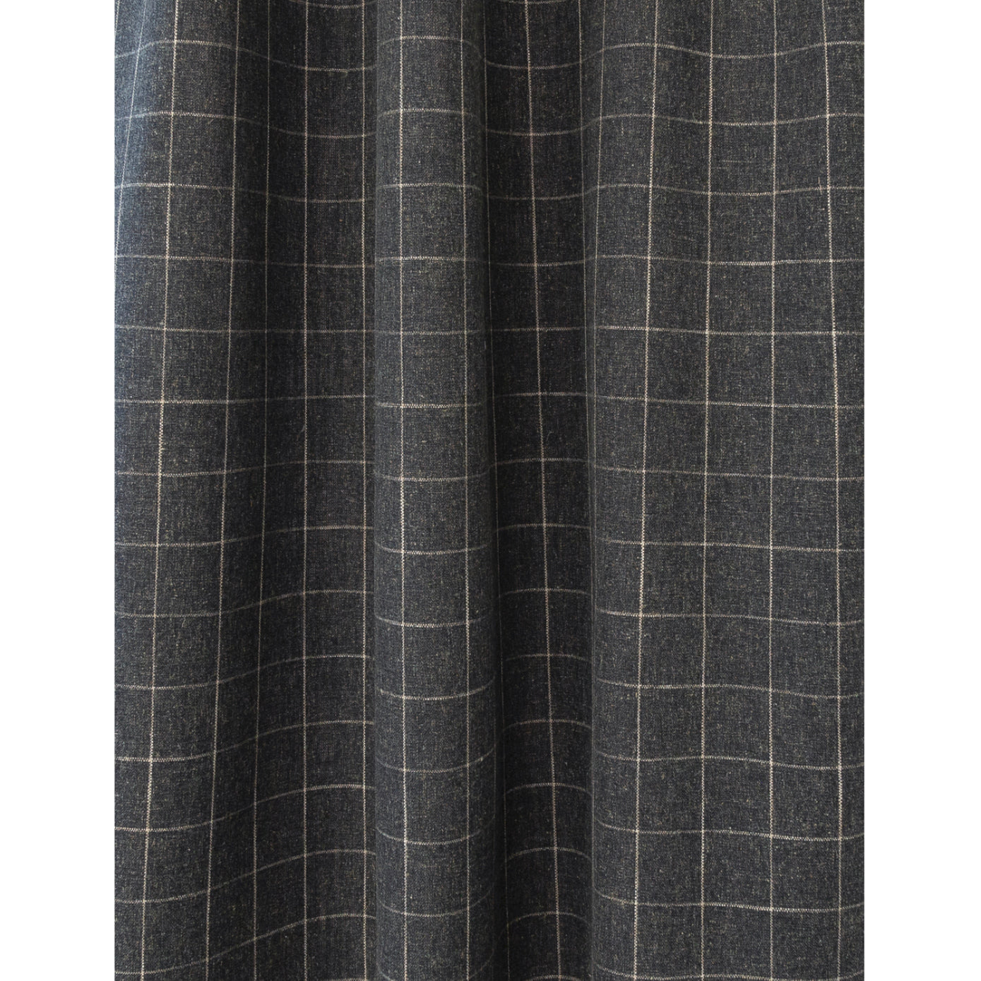 Dundee Fabric, Sable, a cream grid on dark gray ground fabric from Tonic Living
