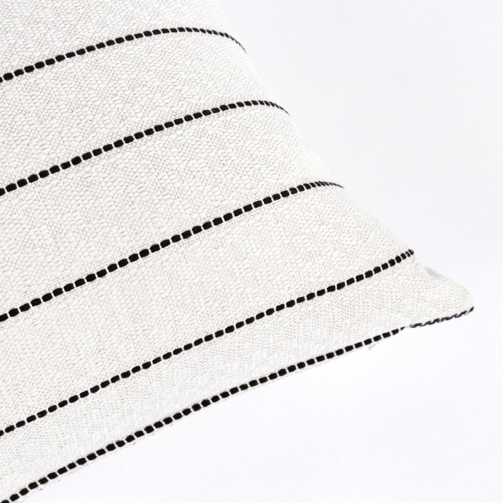 Toulouse, Onyx, black and white dotted stripe pillow, Tonic Living Bestseller