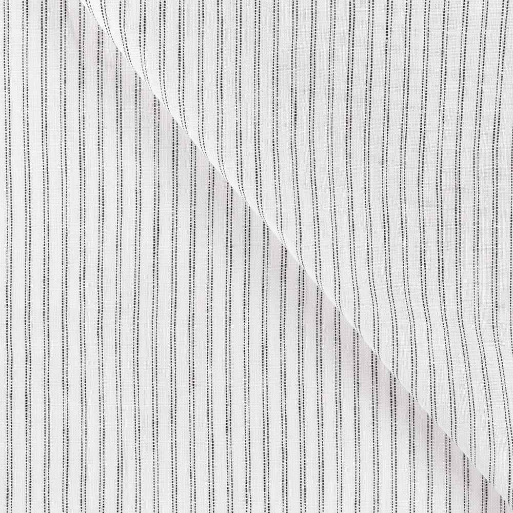 Verona Stripe, an ivory with black stripe linen fabric from Tonic Living