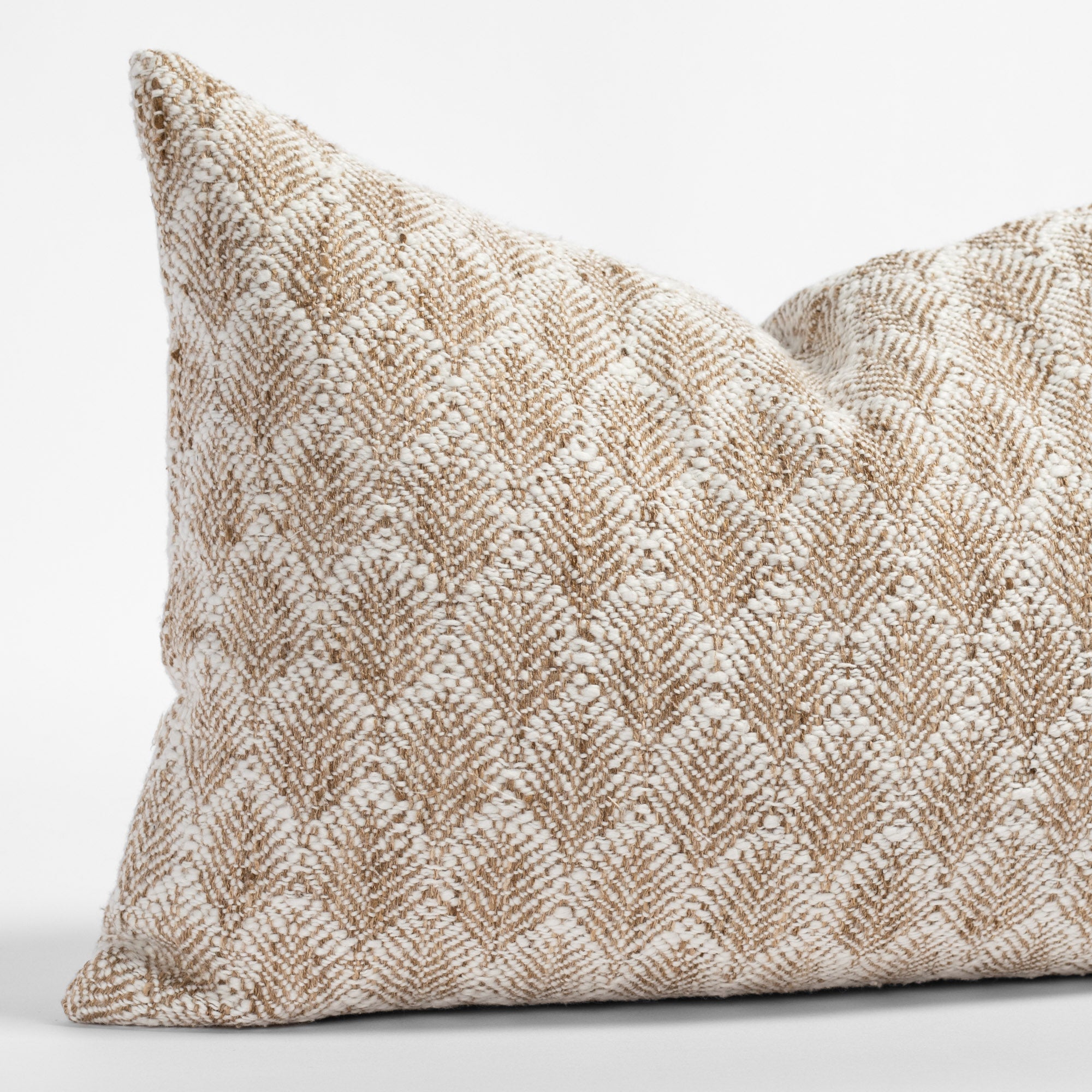 neutral beige and cream wheat shaft pattern lumbar throw pillow